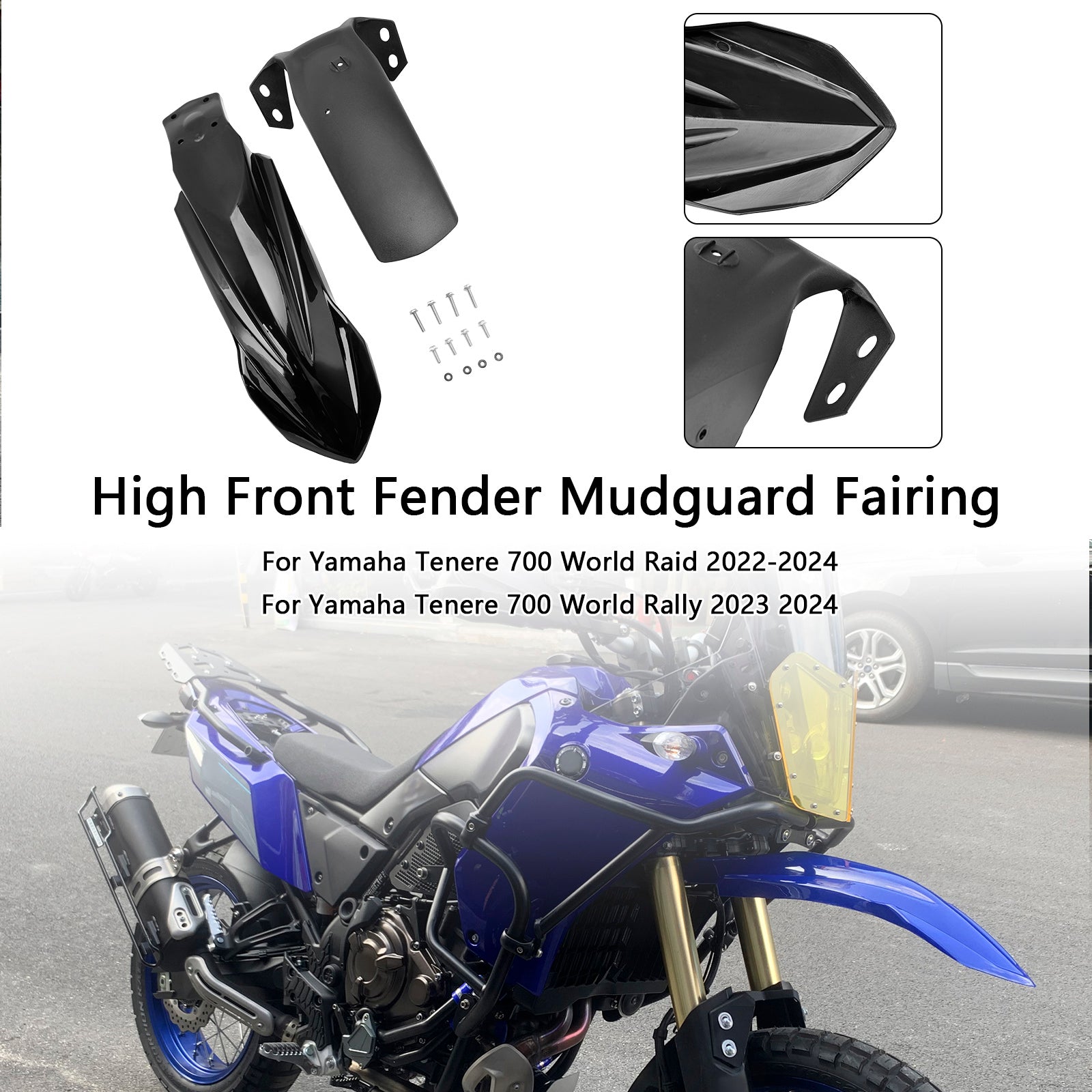 Garde-boue avant haut pour Yamaha Tenere 700 2019-2026 Black