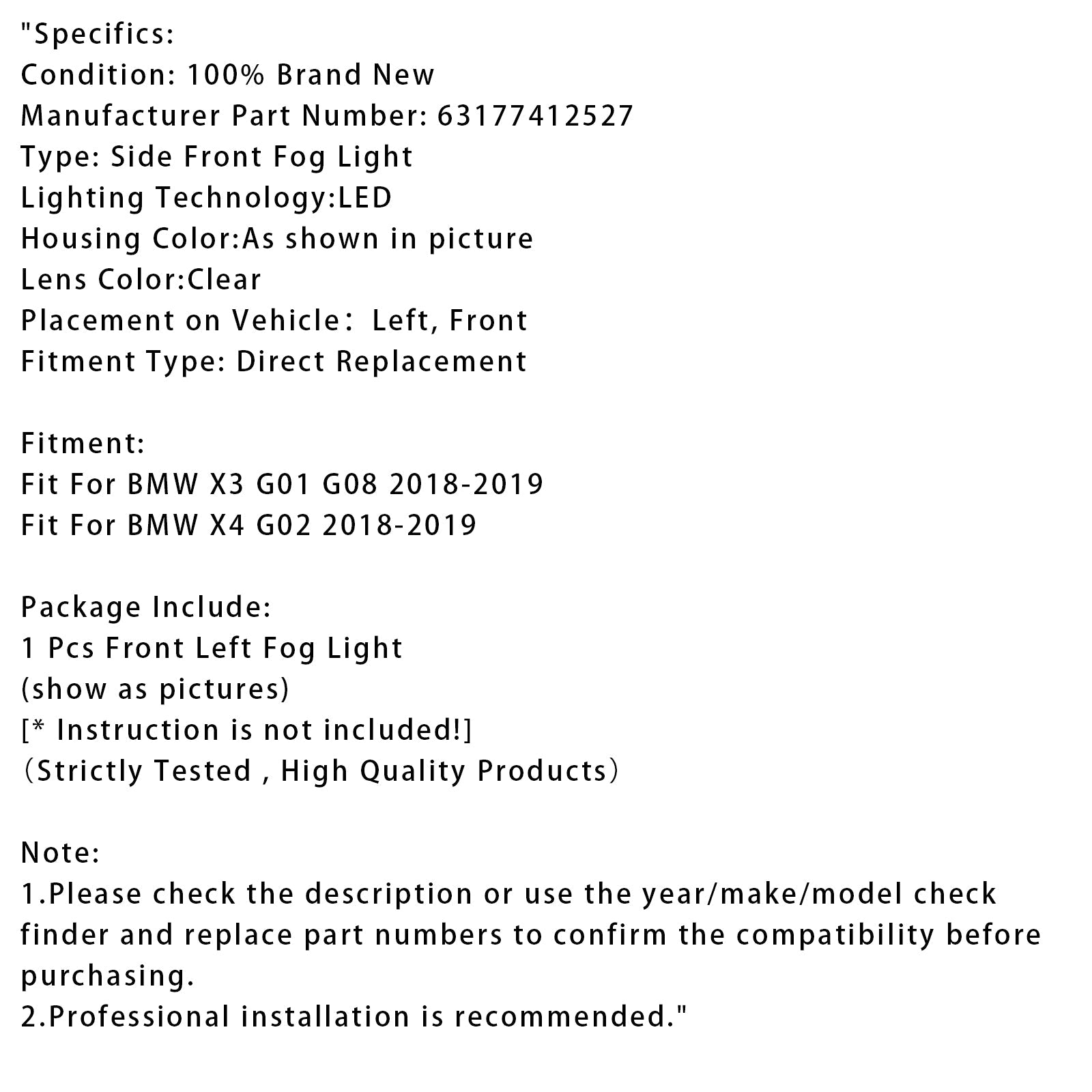 PREFERIO DI LED FRONT LASTURA PERCORSO PER BASCO X3 G01 G08 X4 G02 2018-2019 63177412527