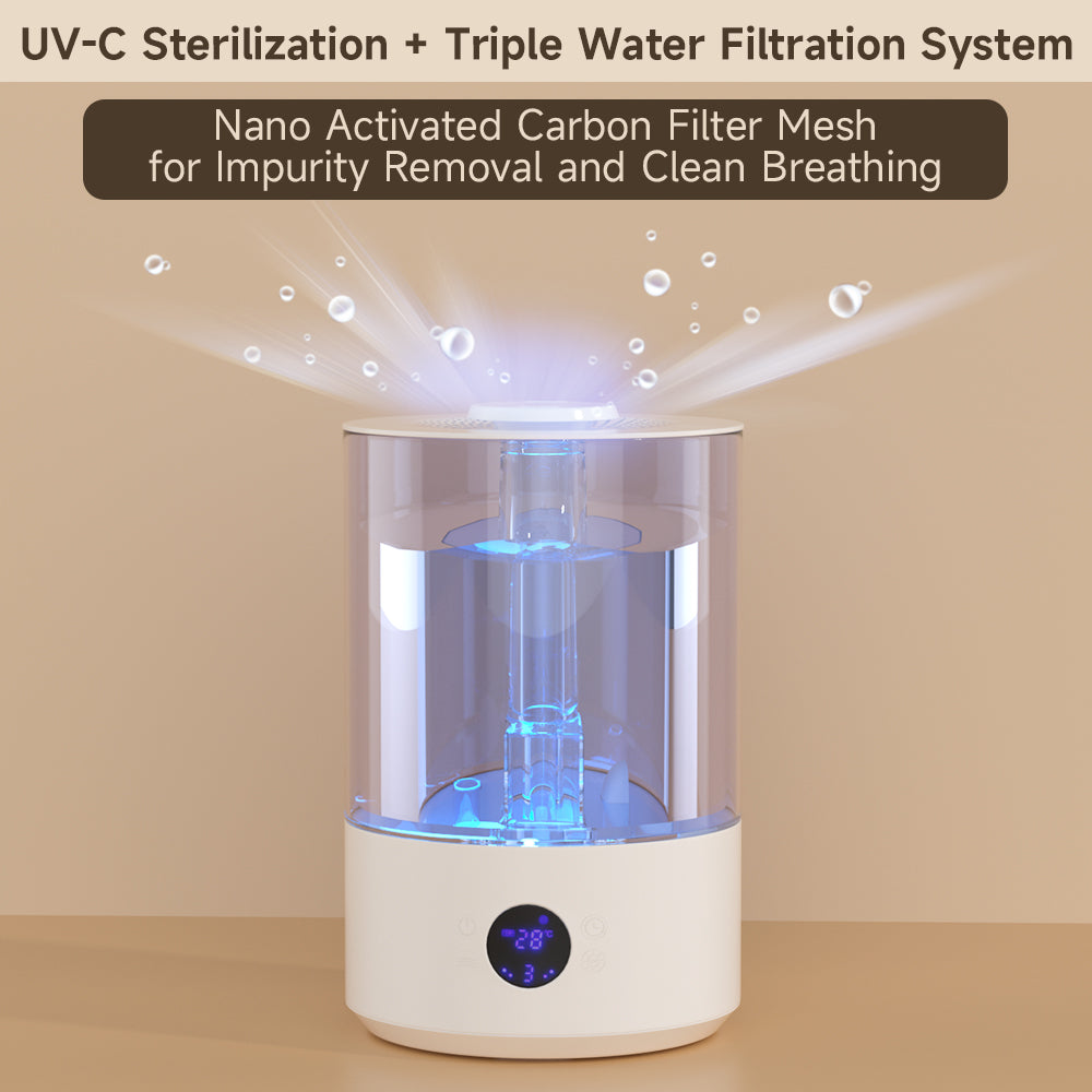 Humidificateur pour grande chambre (7,8L), avec stérilisation UV, diffuseur d'huiles essentielles