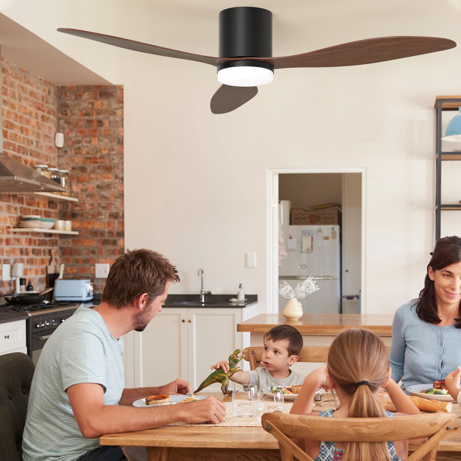 Télécommande/App pour Chambre Moteur DC Ventilateur de Plafond 52 Pouces avec Lumières