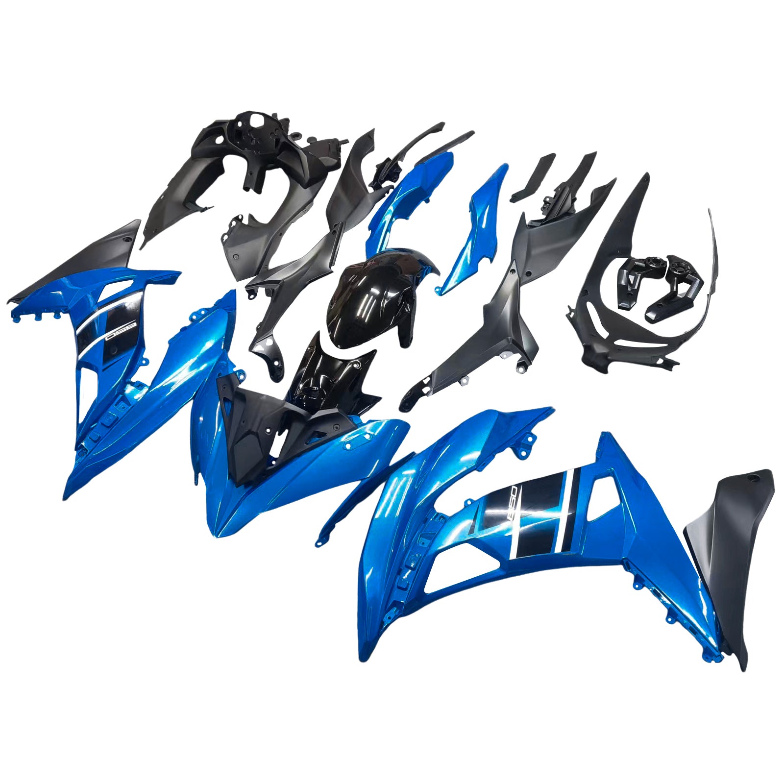 Kit de carénage en plastique moulé par injection bleu pour Kawasaki Ninja 650 EX650 2017-2019