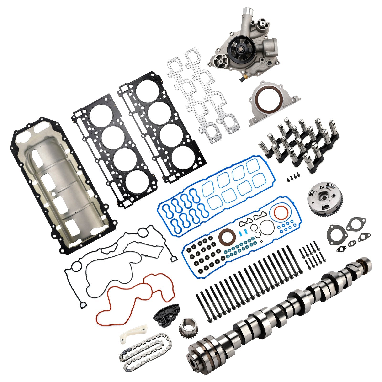 Dodge Challenger 6.4L 392ci V8 HEMI (2011-2015) : kit punterie, albero a camme, guarnizioni della testata e bulloni MDS (numeri di parte) : 53021726AD e 53022340AC).