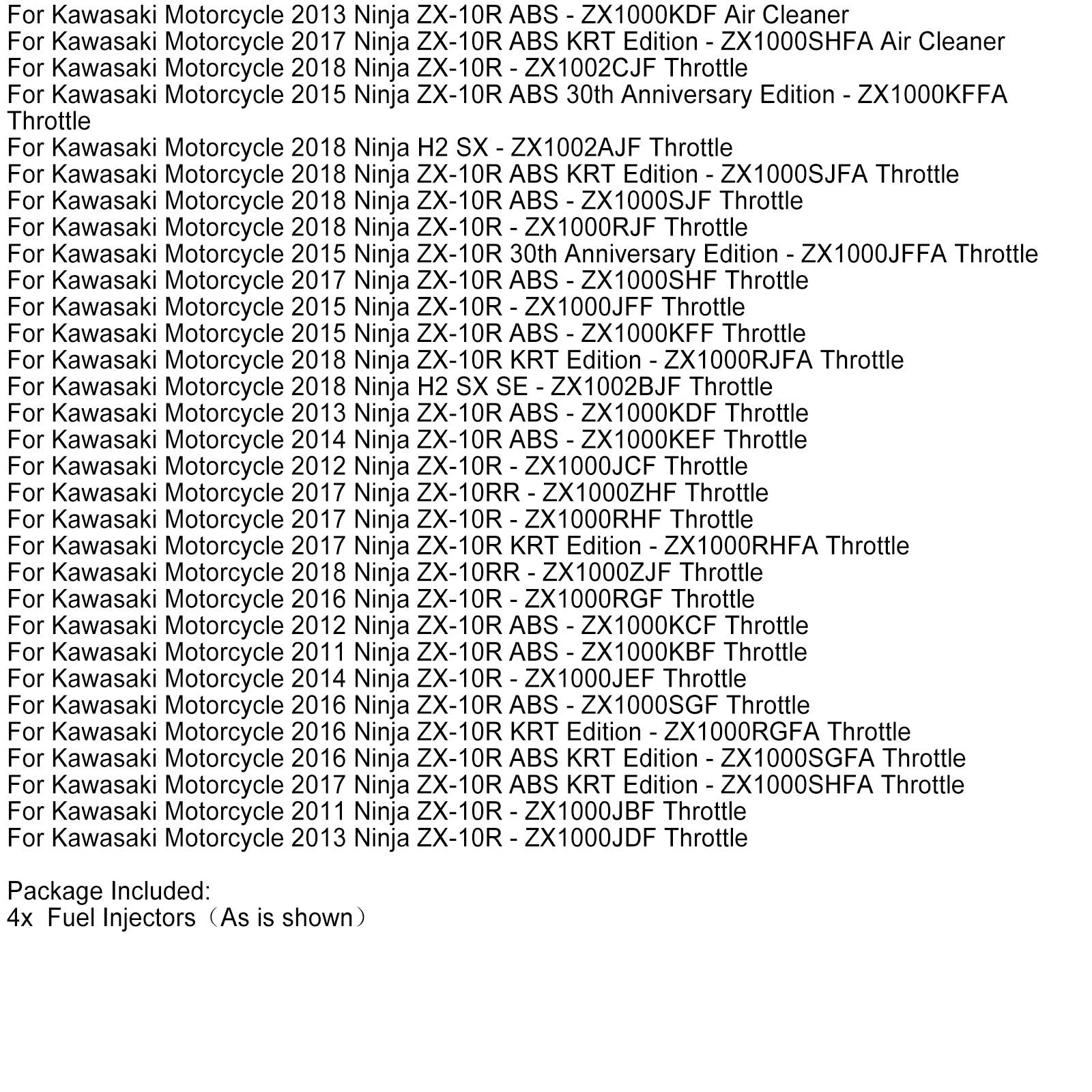 EAT803 Iniettore di carburante a 4 pezzi, compatibile con Kawasaki Ninja ZX10R ZX1000 2011-2017 (riferimento 49033-0027)