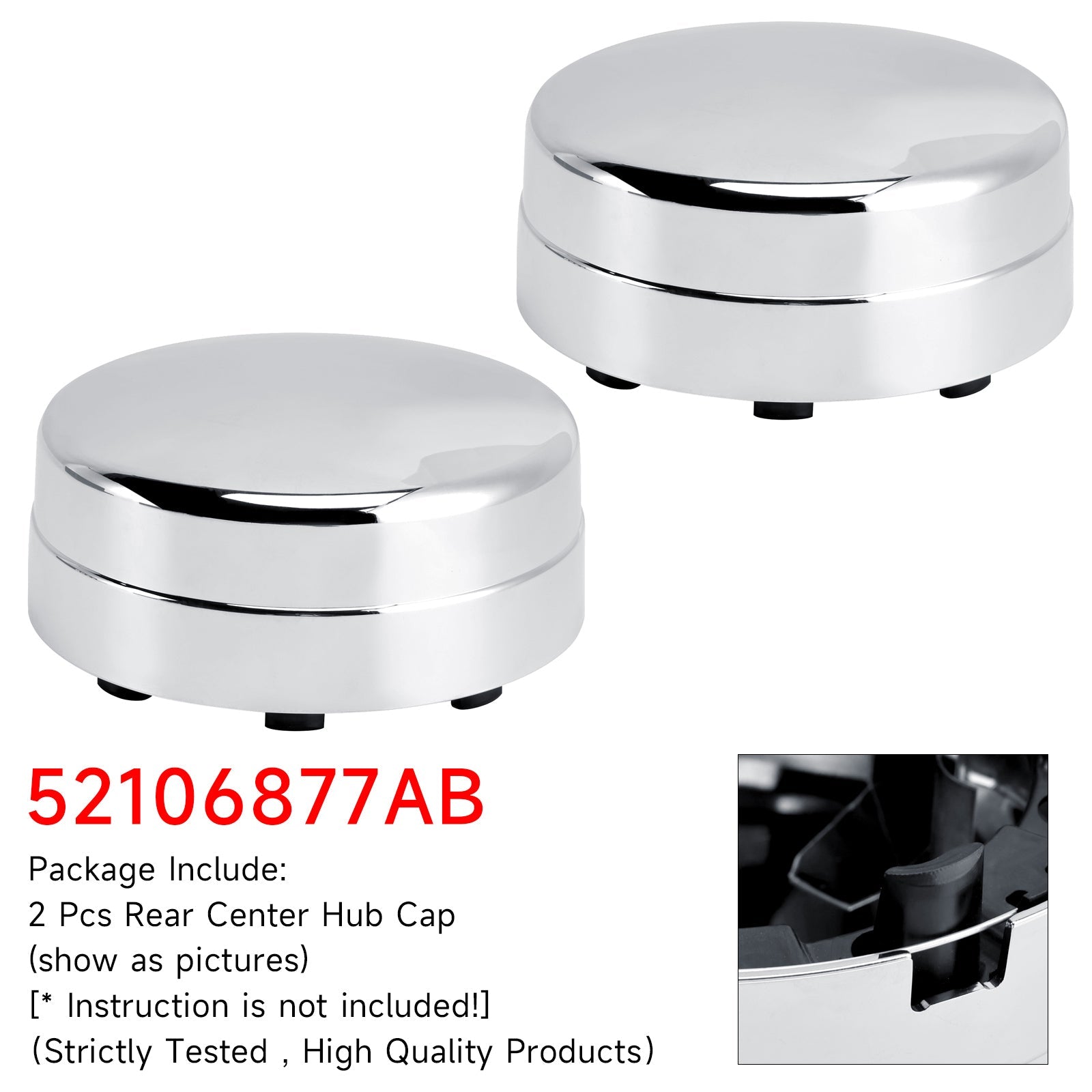 2 cache-moyeux arrière centraux pour Dodge Ram 3500 Pickup Dually 03-18 52106877AB