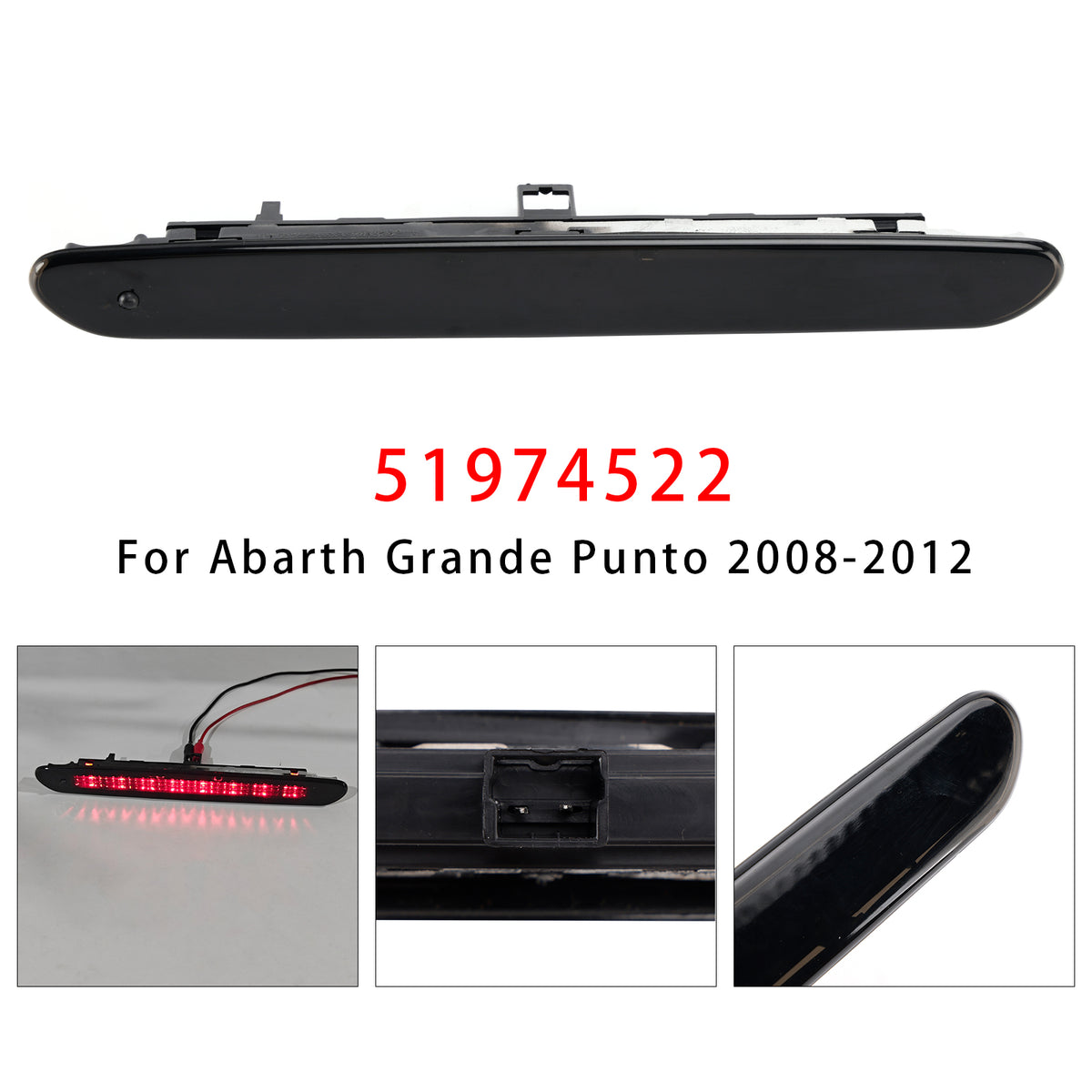 Lampada luce terzo freno posteriore 51974522 per Fiat Grande Punto 2005-2012 Nera