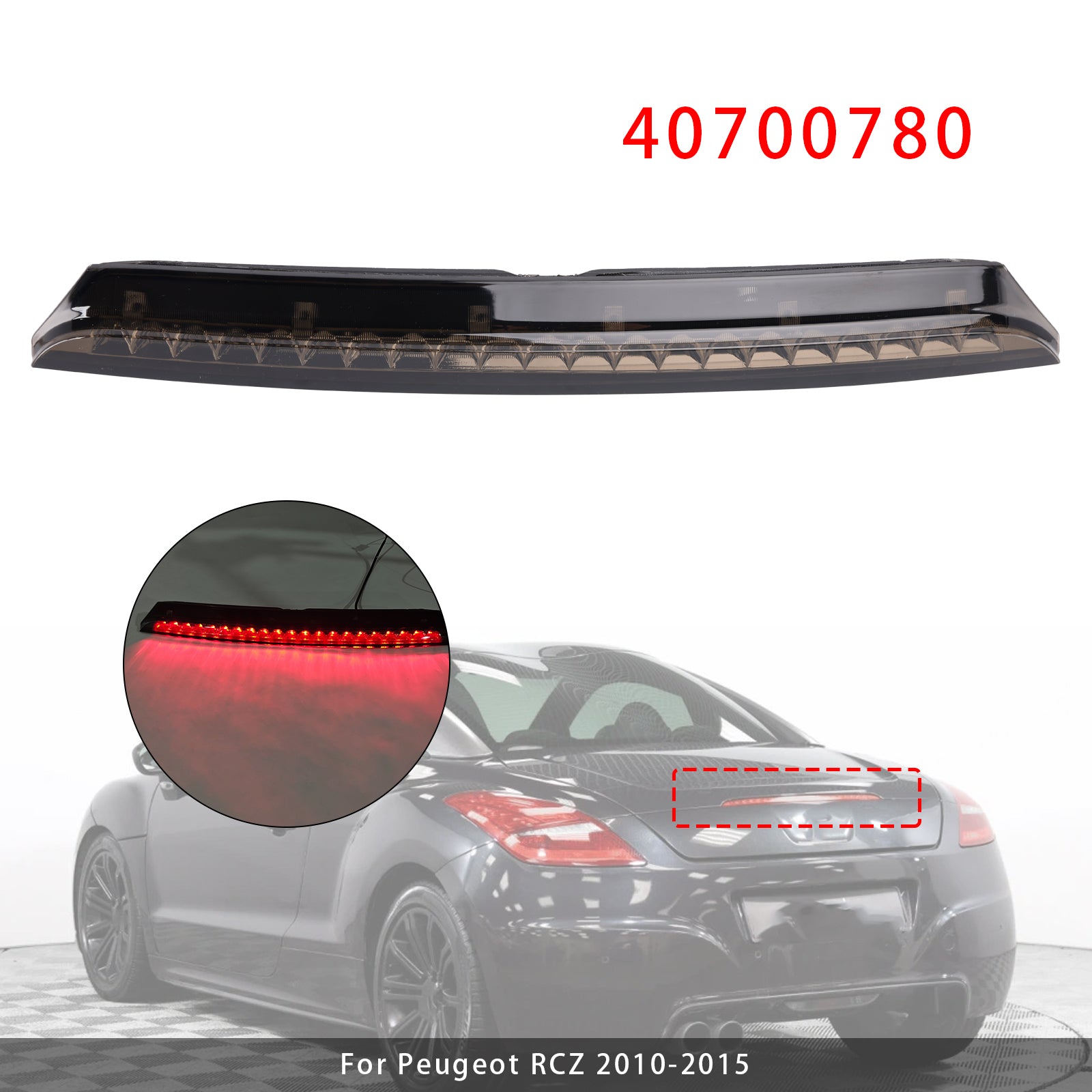 Rear Third Brake Light Lamp 40700780 Pour Peugeot RCZ 2010-2015 Black