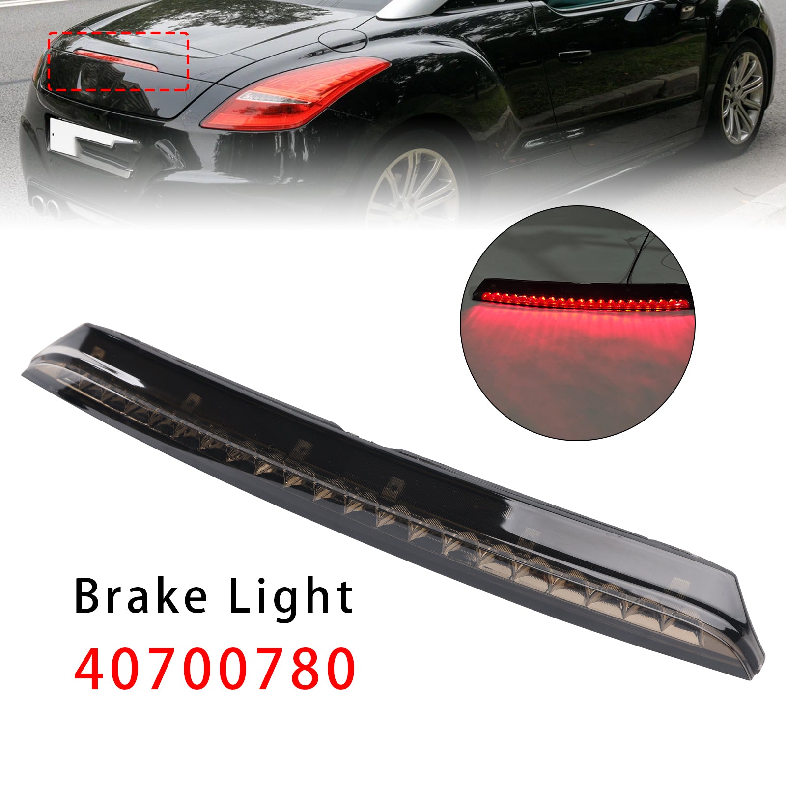 Rear Third Brake Light Lamp 40700780 Pour Peugeot RCZ 2010-2015 Black