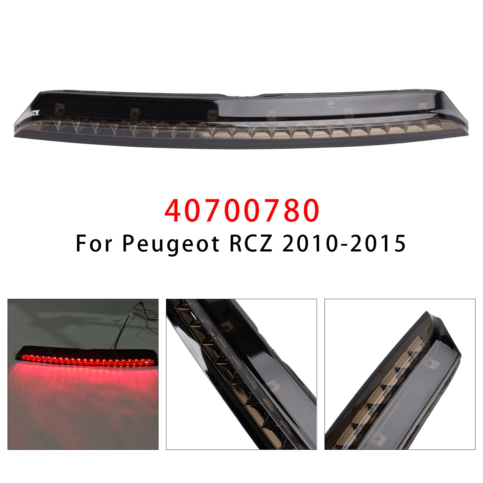 Rear Third Brake Light Lamp 40700780 Pour Peugeot RCZ 2010-2015 Black
