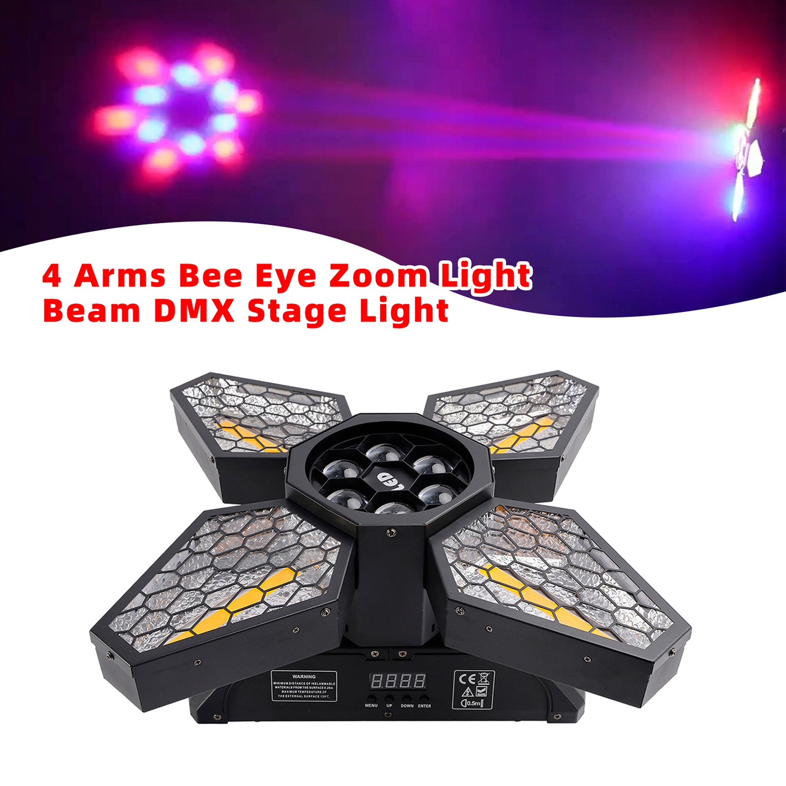 Projecteur Faisceau Zoom Abeille 4 Bras DMX Pour Scène Discothèque Bar Soirées