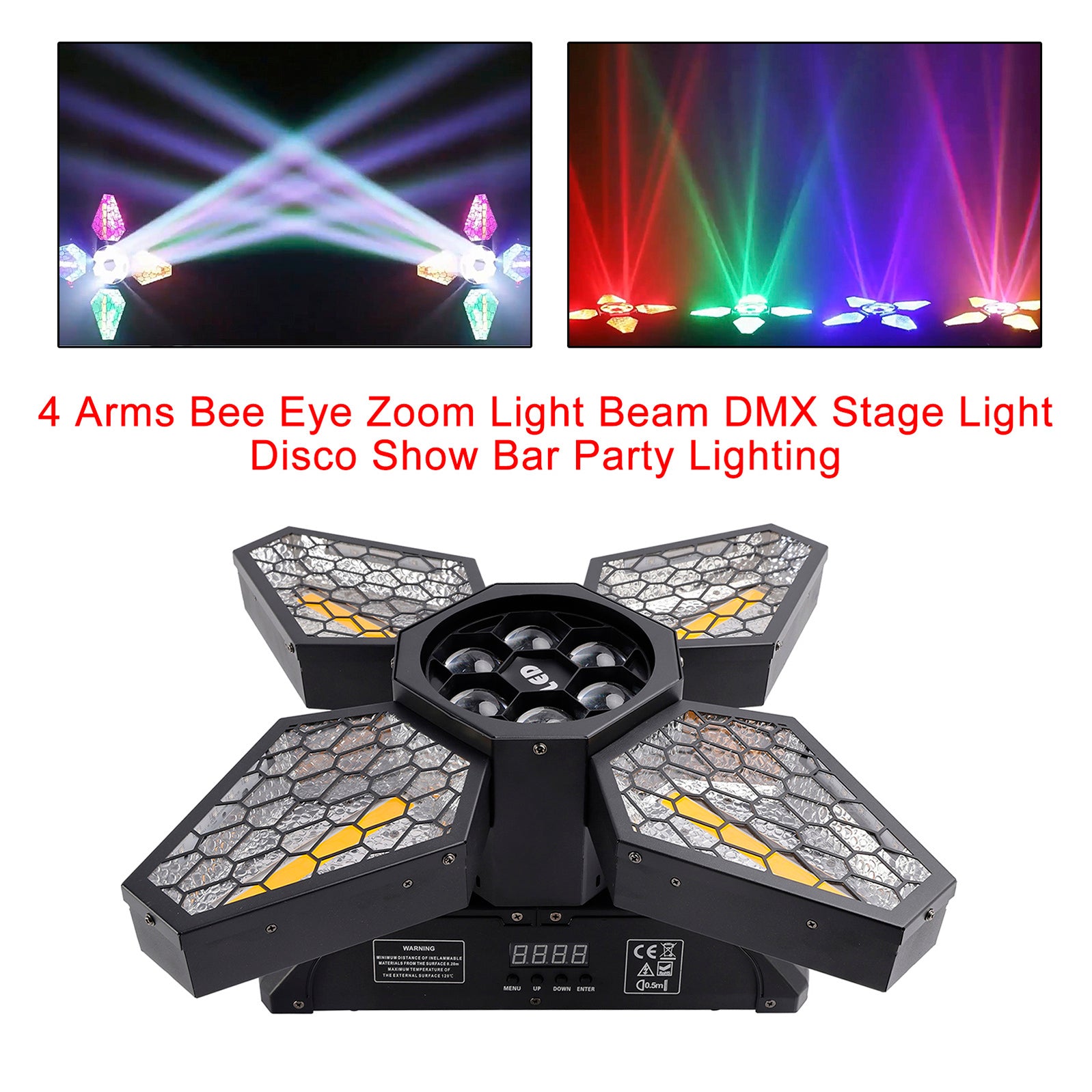 Projecteur Faisceau Zoom Abeille 4 Bras DMX Pour Scène Discothèque Bar Soirées