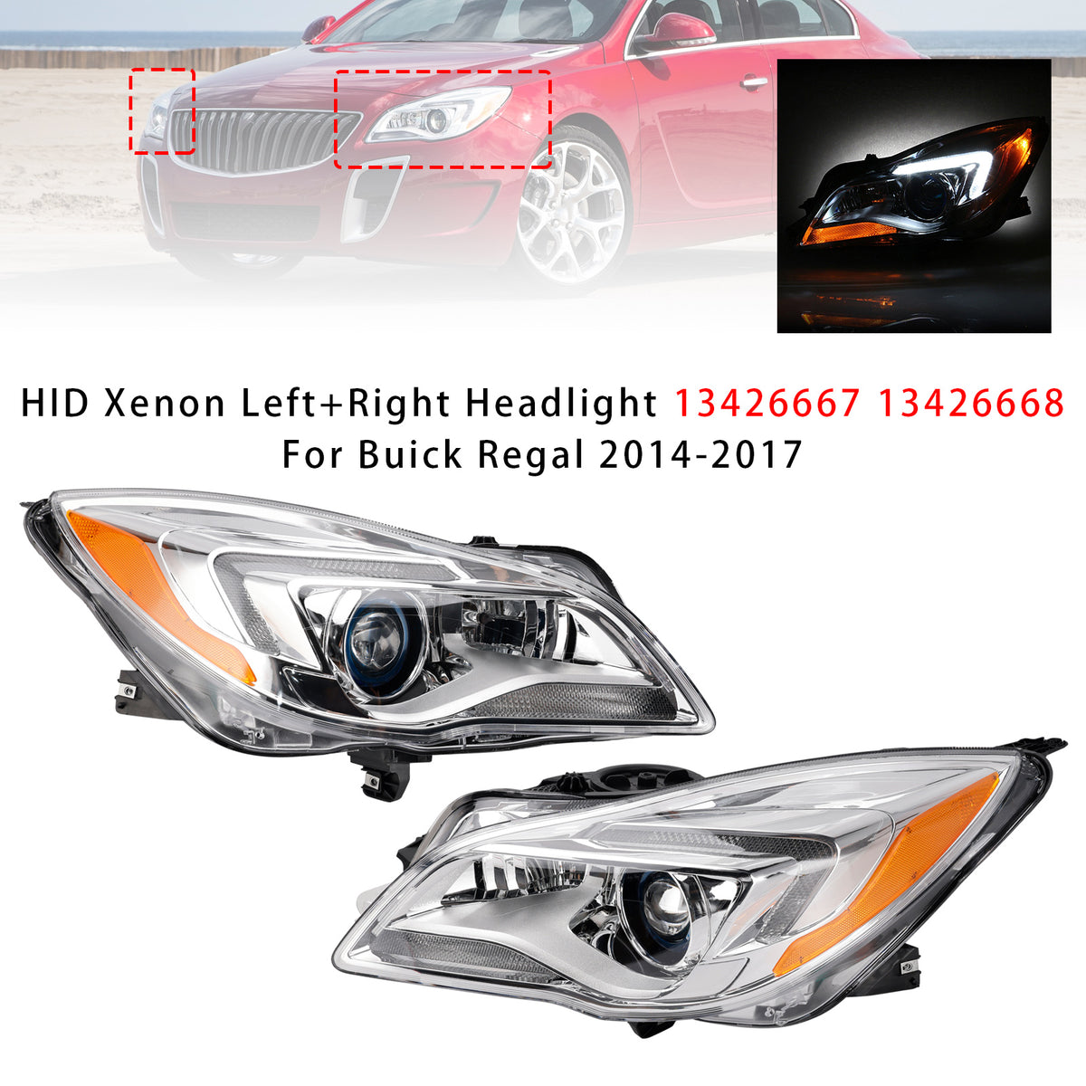 Phares HID Xenon gauche+droit 13426667 13426668 Pour Buick Regal 2014-2017