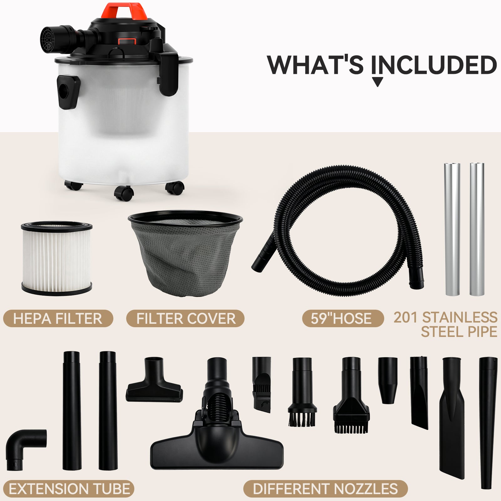 Aspirateur atelier 3-en-1 sec/humide/soufflant 6