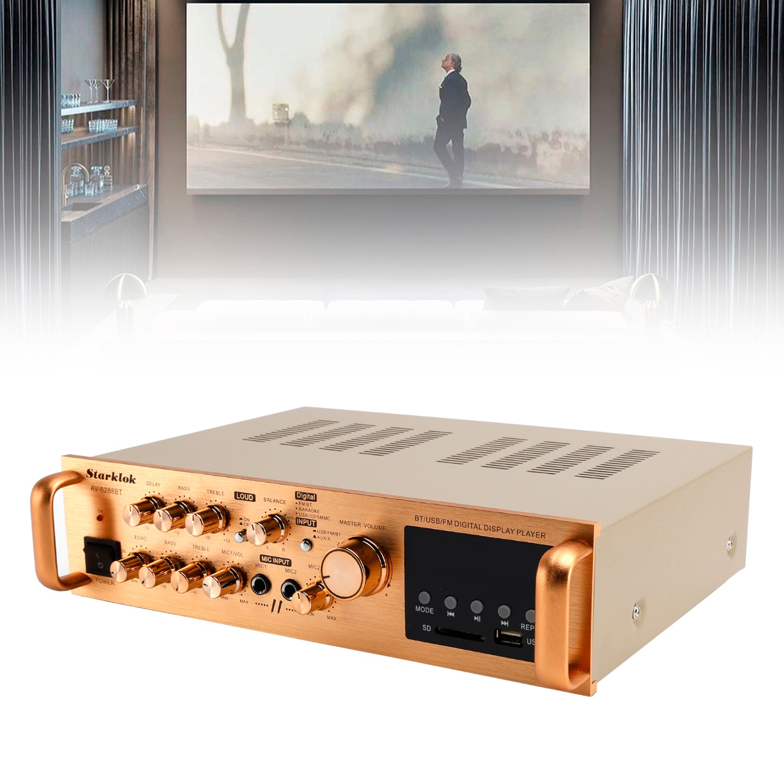 Amplificateur 5 canaux 2500 W HiFi Stéréo AV Surround SD FM Home Cinéma