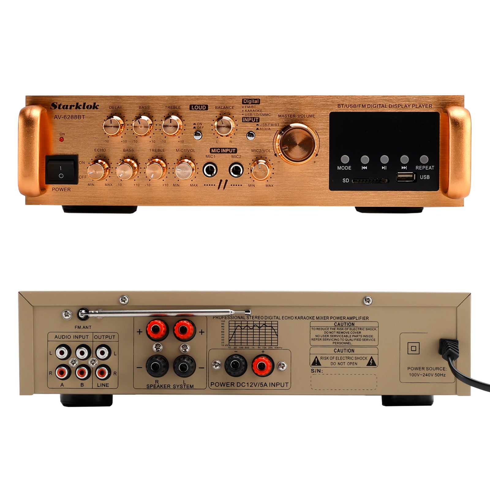 Amplificateur 5 canaux 2500 W HiFi Stéréo AV Surround SD FM Home Cinéma