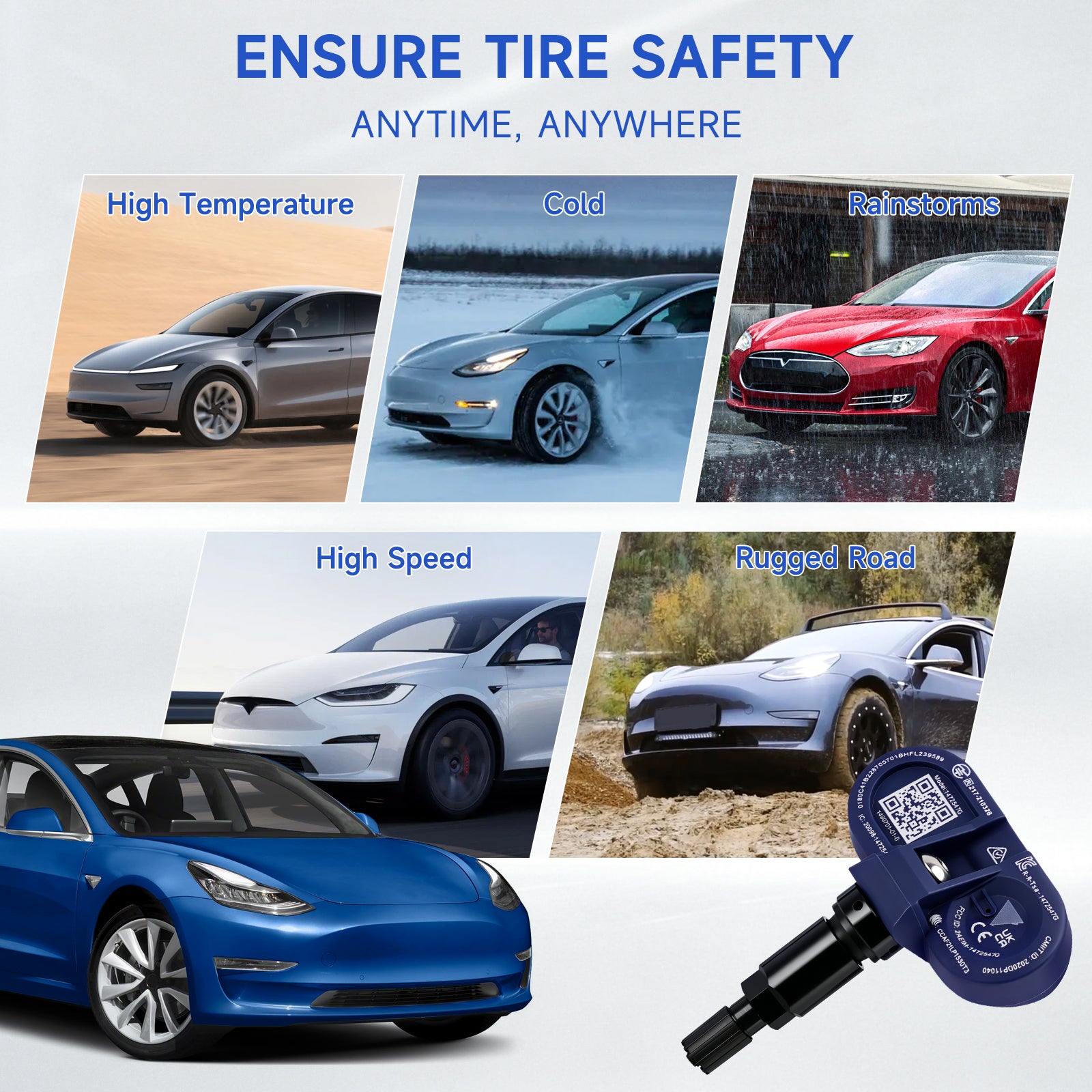 TPMS Bluetooth 4-delige bandendruksensor voor TesLA Model 3/S/X/Y 2021-2024