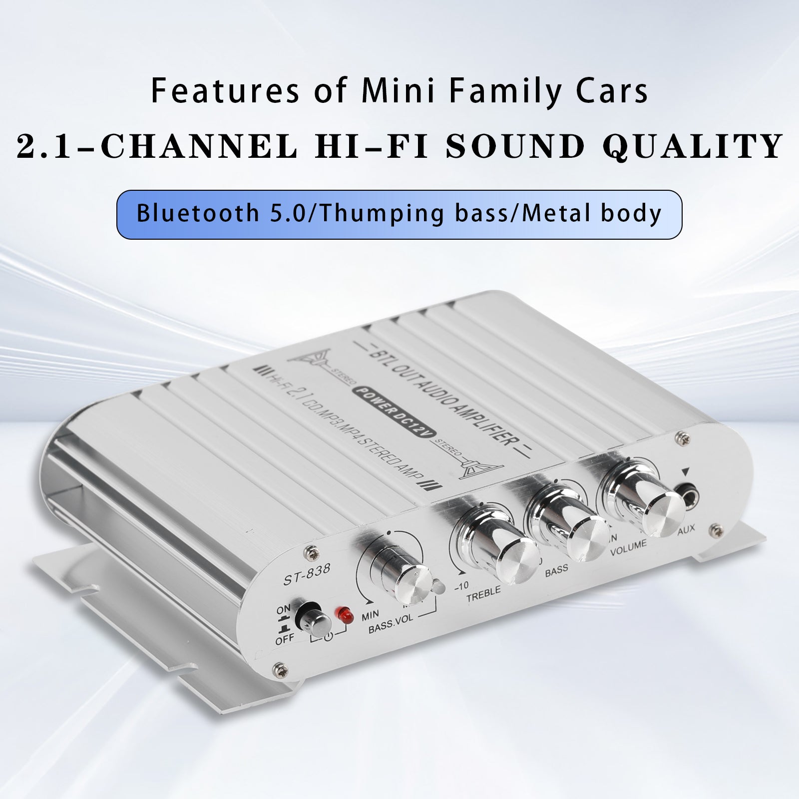 2.1 Bluetooth Stéréo HiFi Voiture Maison Car Audio Amplificateur AMP Speaker EDR