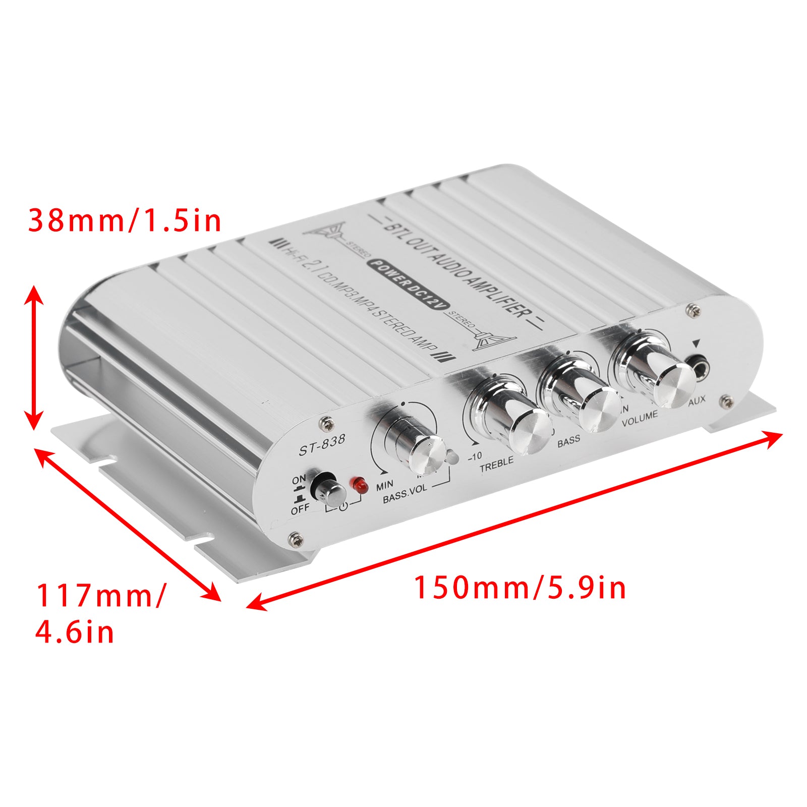 2.1 Bluetooth Stéréo HiFi Voiture Maison Car Audio Amplificateur AMP Speaker EDR