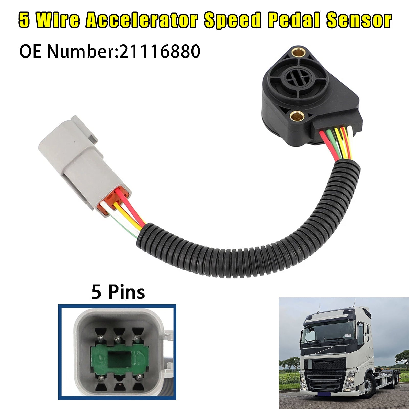 Gassnelheidssensor 21116880 voor Volvo H/FM-vrachtwagens, 13L- en 16L-motoren (vanaf 2004)