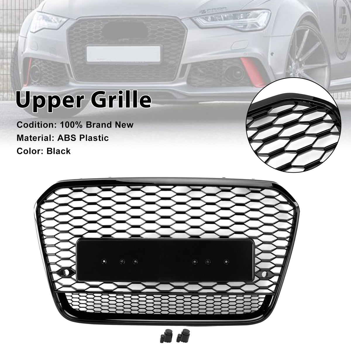 RS6 Style Front Mesh Honeycomb Grill Grille Pour Audi A6 S6 C7 2012-2015