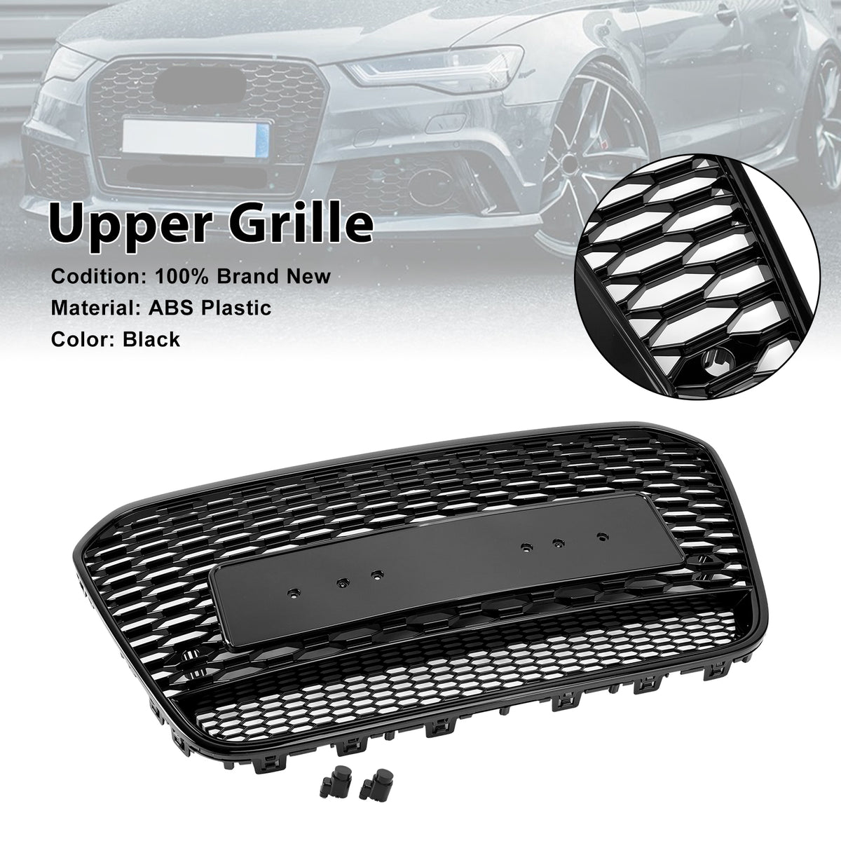 RS6 Style Front Mesh Honeycomb Grill Grille Pour Audi A6 S6 C7 2012-2015