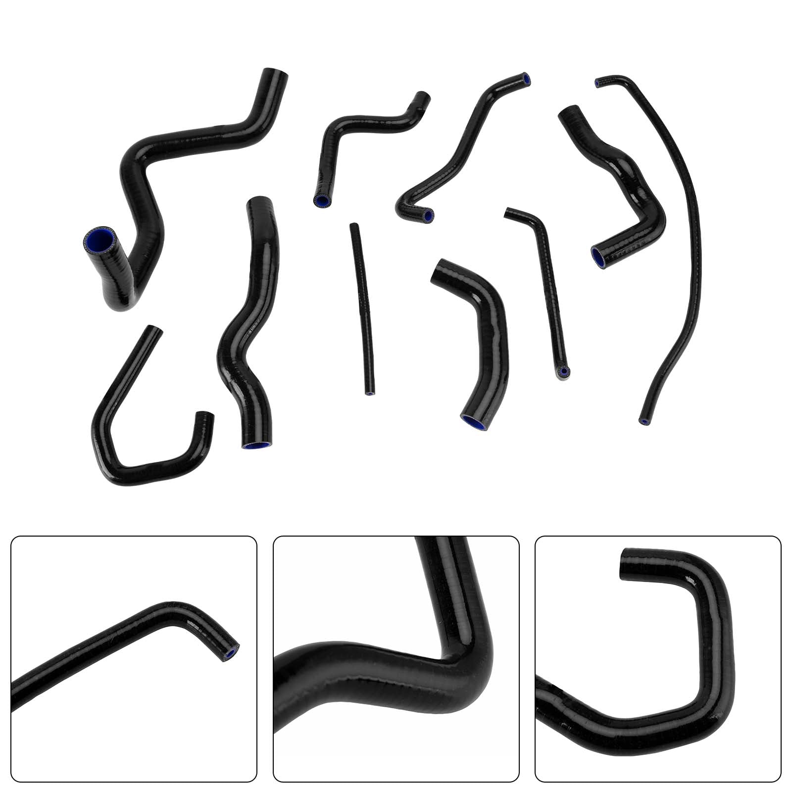 Kit de durites de refroidissement en silicone pour radiateur Kawasaki Ninja 636 ZX-6R 09-26 Black