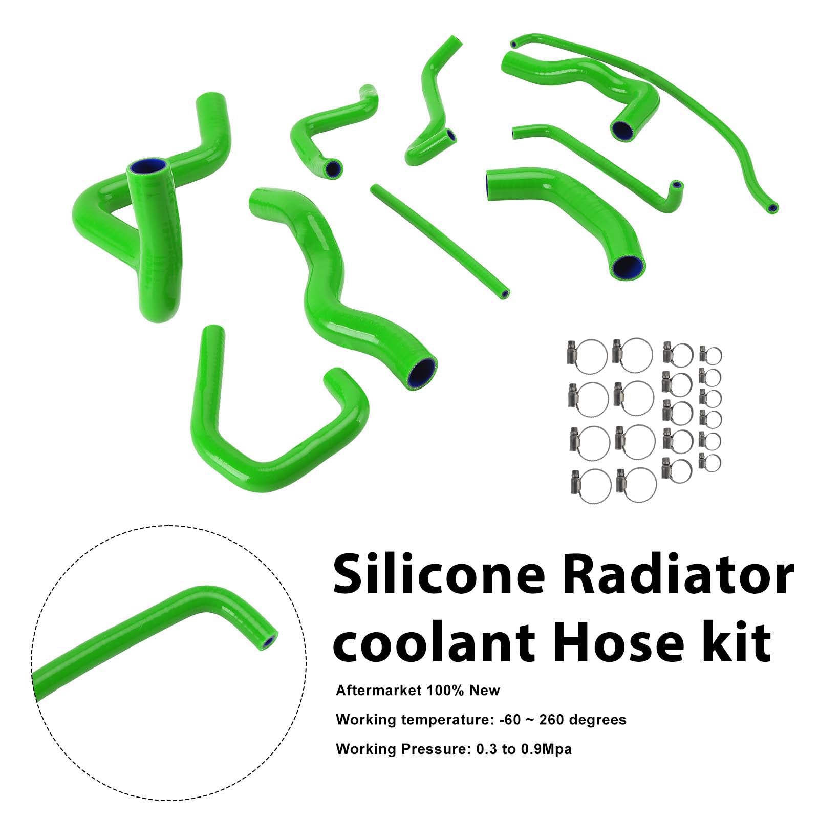 Kit de durites de refroidissement en silicone pour radiateur Kawasaki Ninja 636 ZX-6R 09-26 Green