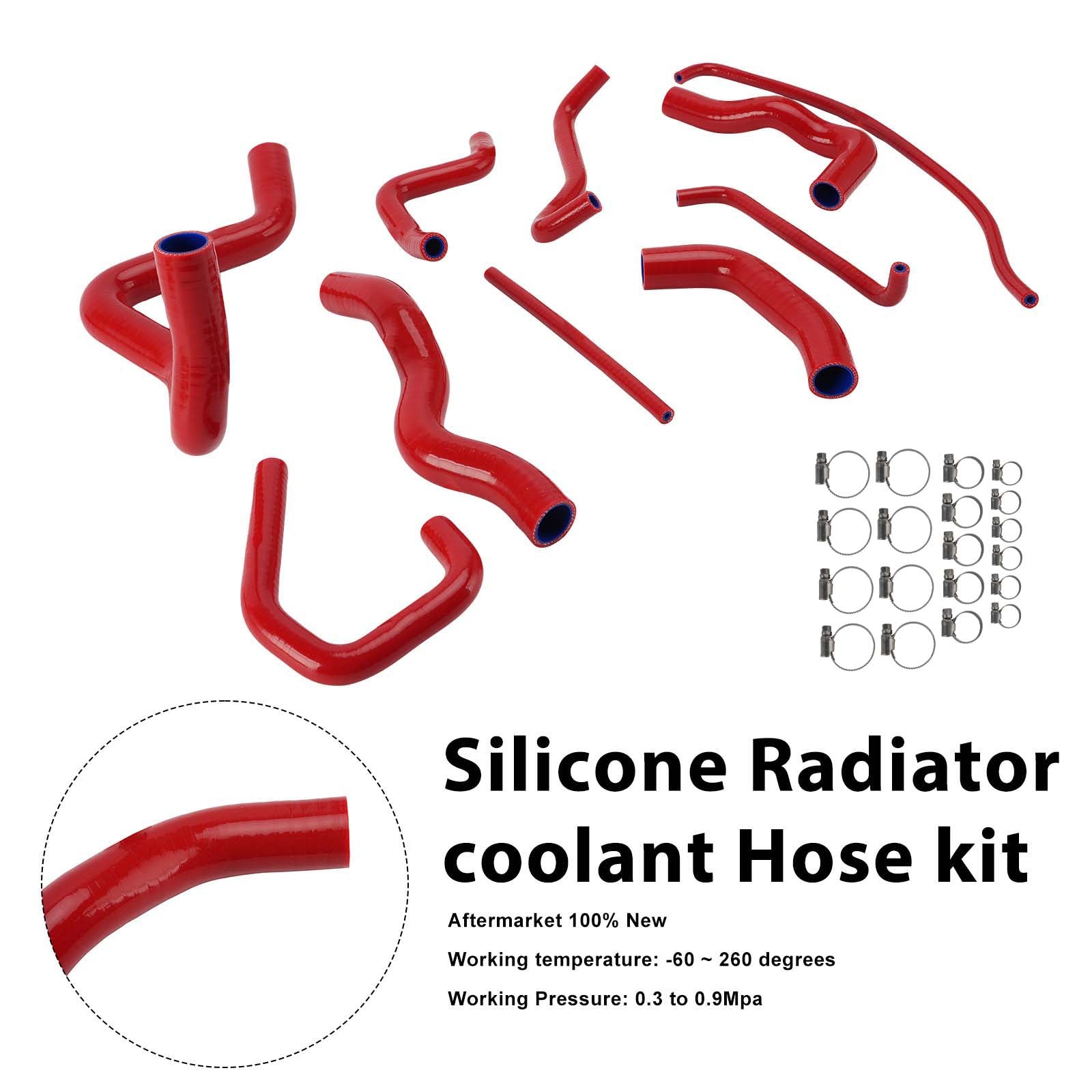 Kit de durites de refroidissement en silicone pour radiateur Kawasaki Ninja 636 ZX-6R 09-26 Red