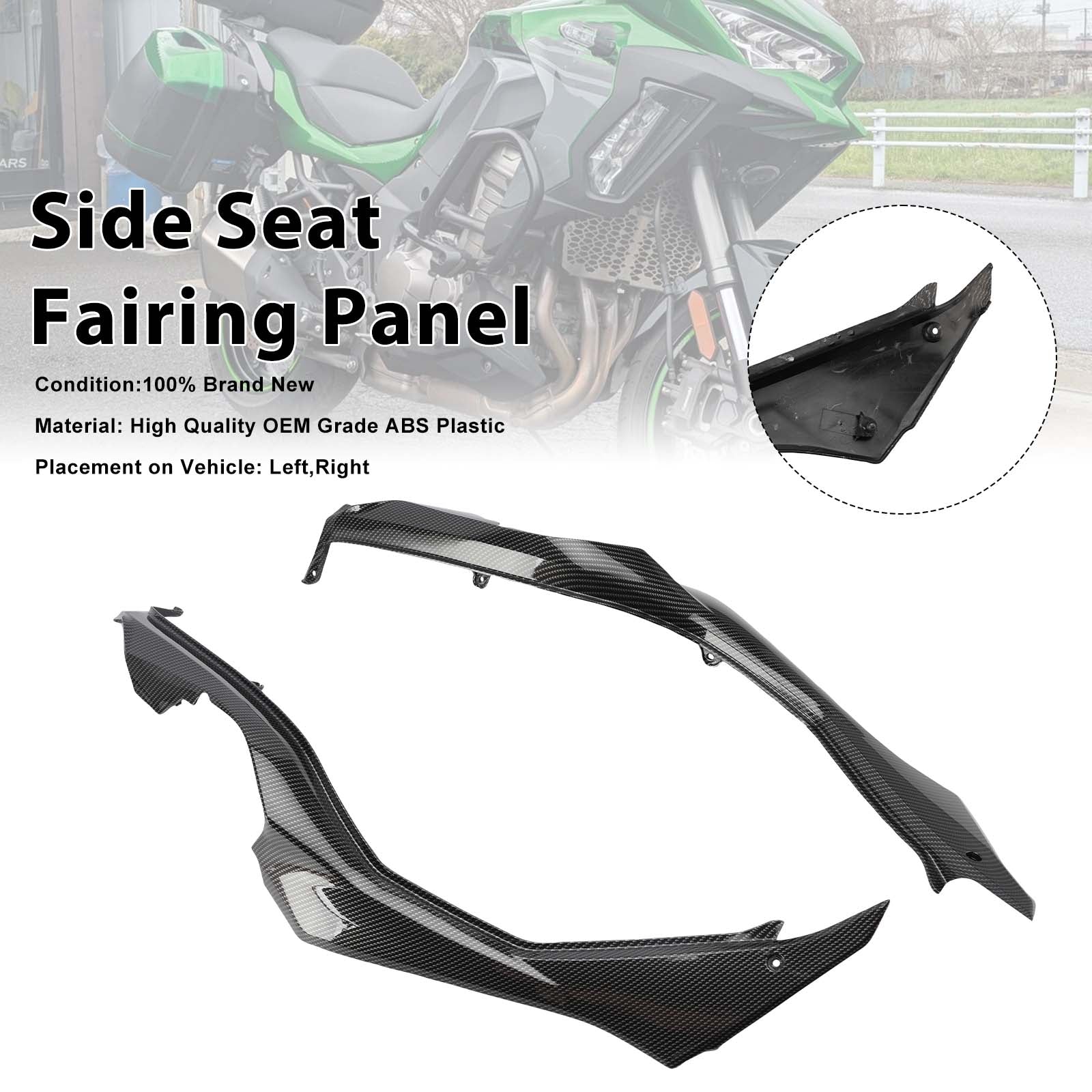 Carénages de protection latéraux de selle pour Kawasaki Versys 1000 2019-2024 Carbon