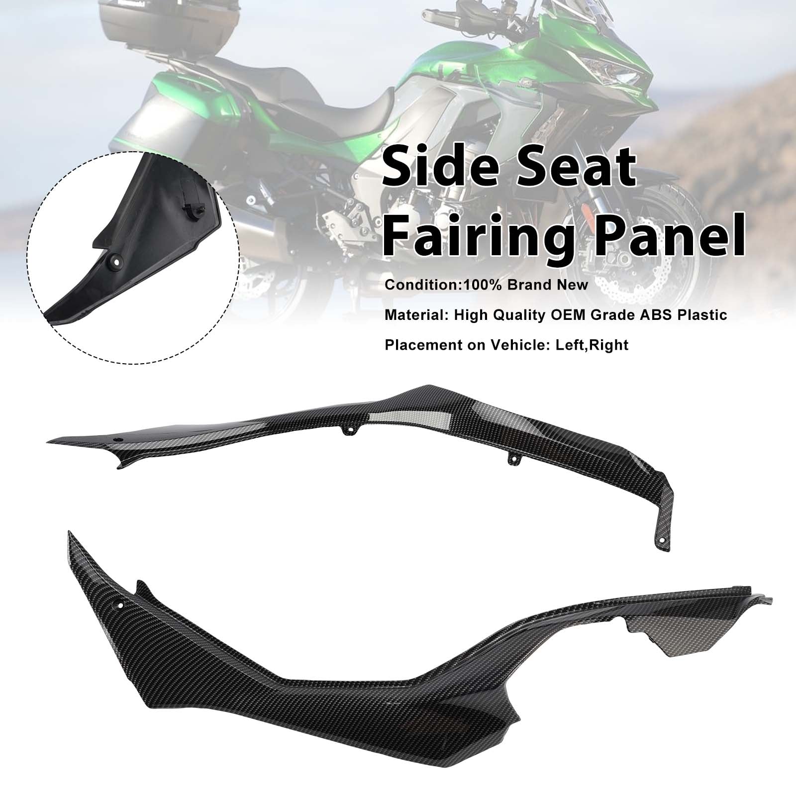 Carénages de protection latéraux de selle pour Kawasaki Versys 1000 2019-2024 Carbon