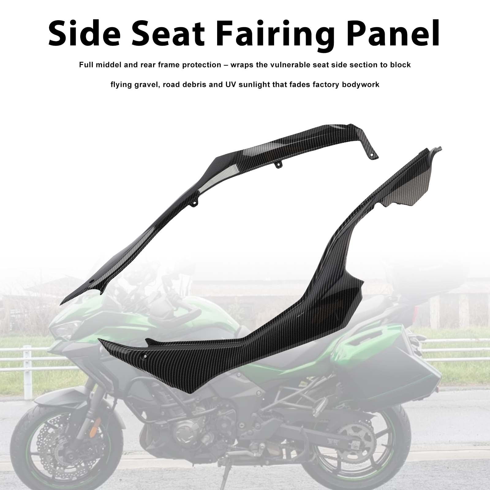 Carénages de protection latéraux de selle pour Kawasaki Versys 1000 2019-2024 Carbon