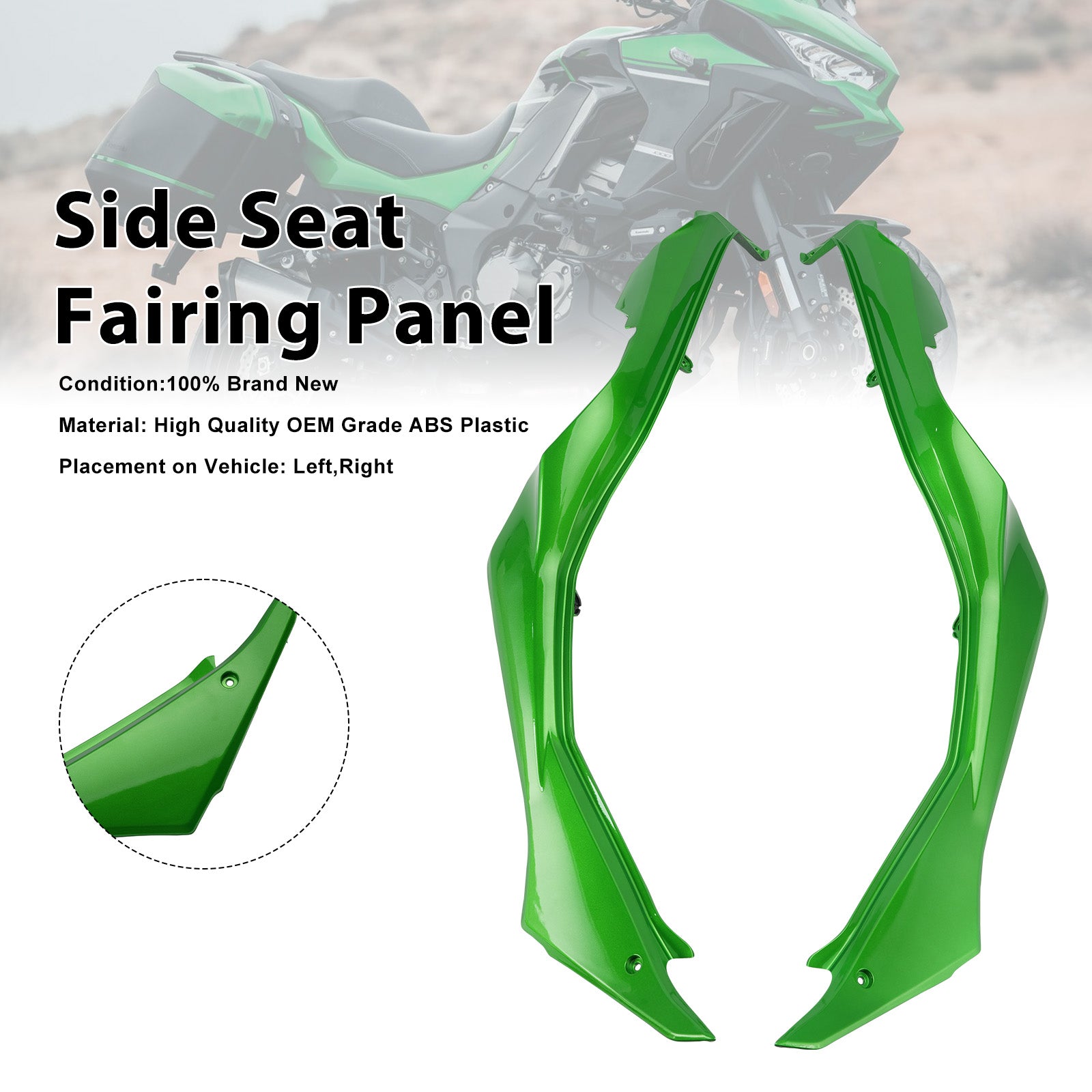 Carénages de protection latéraux de selle pour Kawasaki Versys 1000 2019-2024 Green