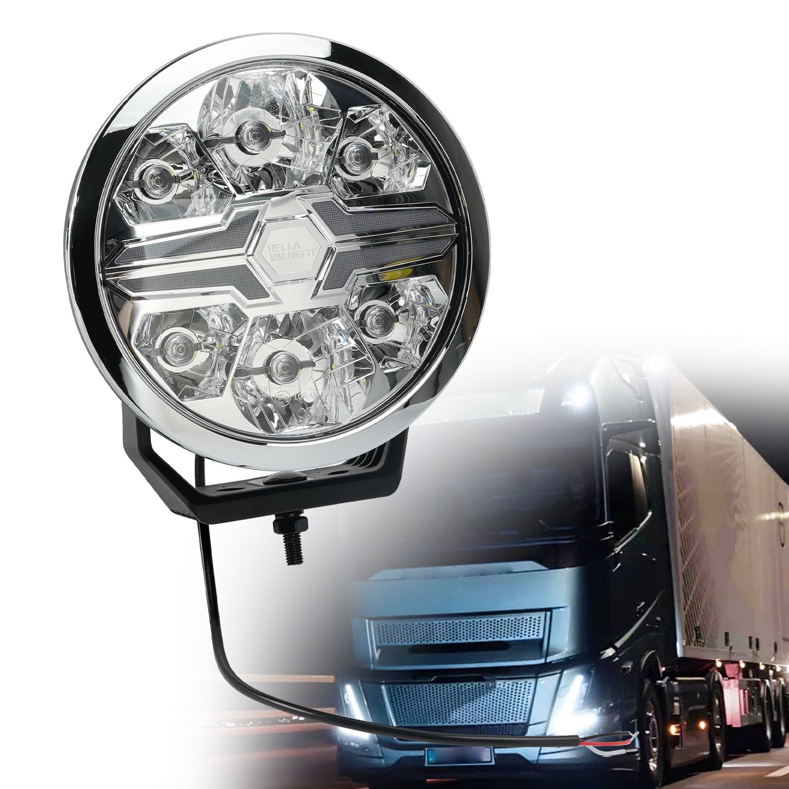 Lampe Auxiliaire Ronde ValueFit 9" Ref.25 12/24V 17W 1700LM 6000K Pour HELLA