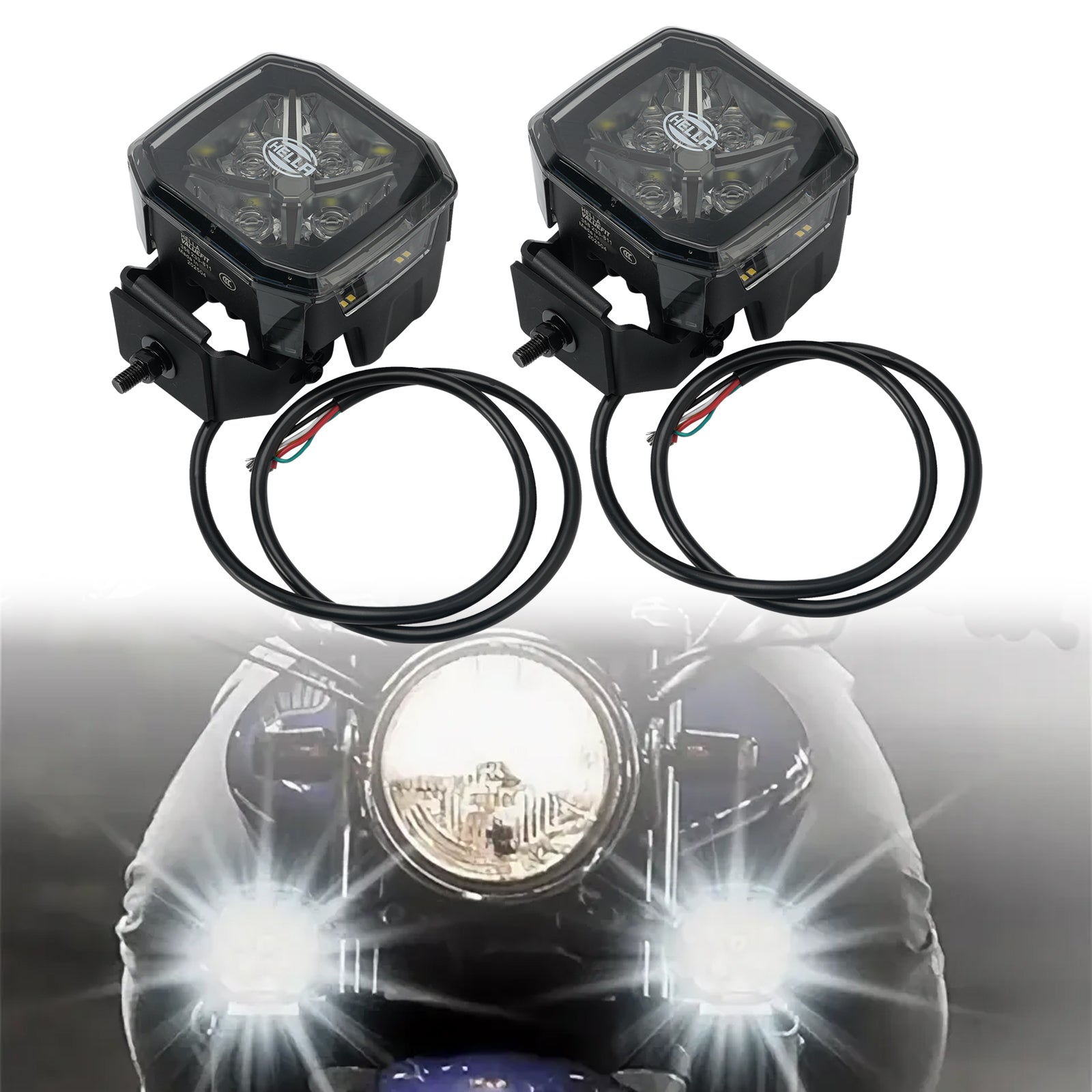 Lampe Auxiliaire Spot Carrée ValueFit 4.3" 12/24V 60W 7100LM 5700K Pour HELLA