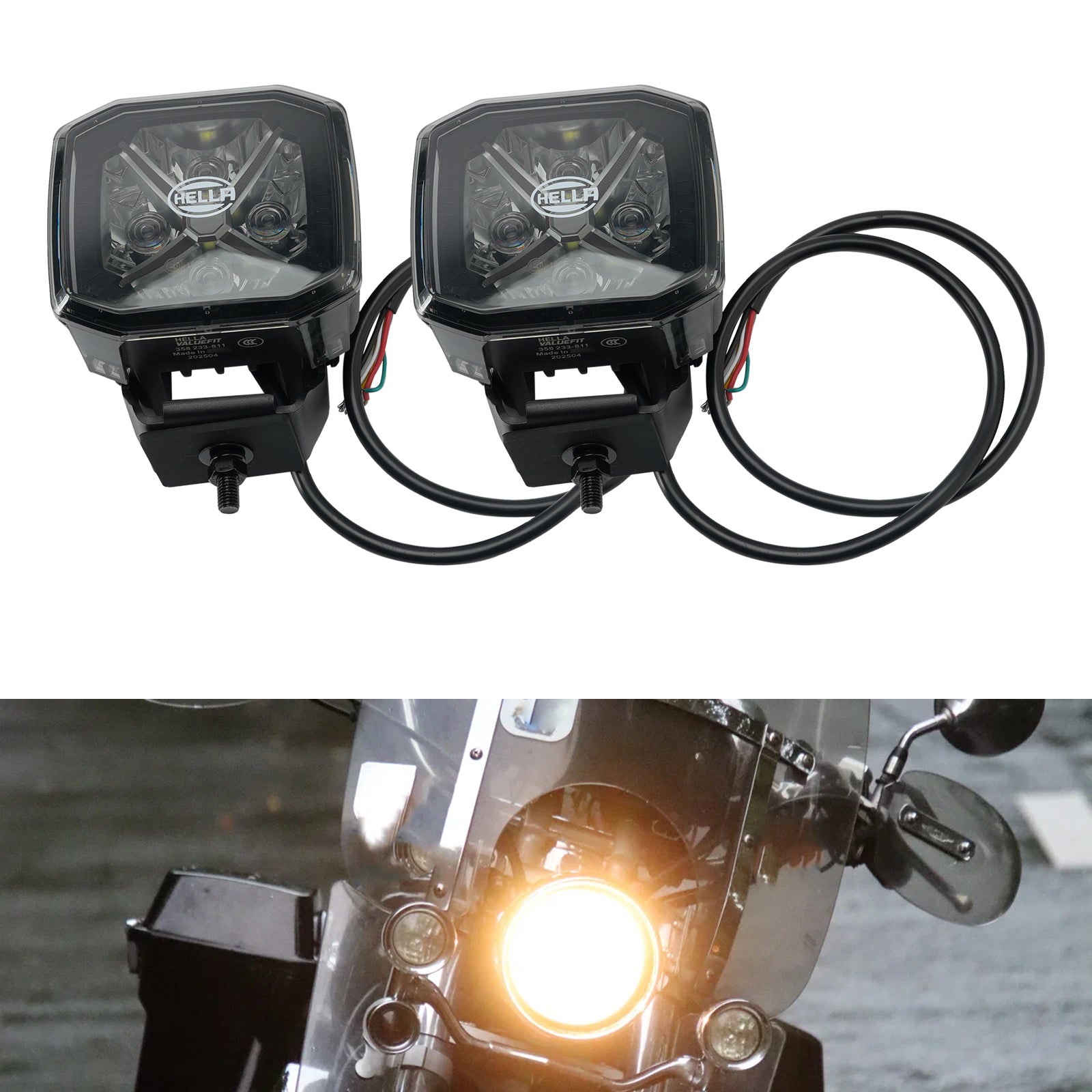 Lampe Auxiliaire Spot Carrée ValueFit 4.3" 12/24V 60W 7100LM 5700K Pour HELLA