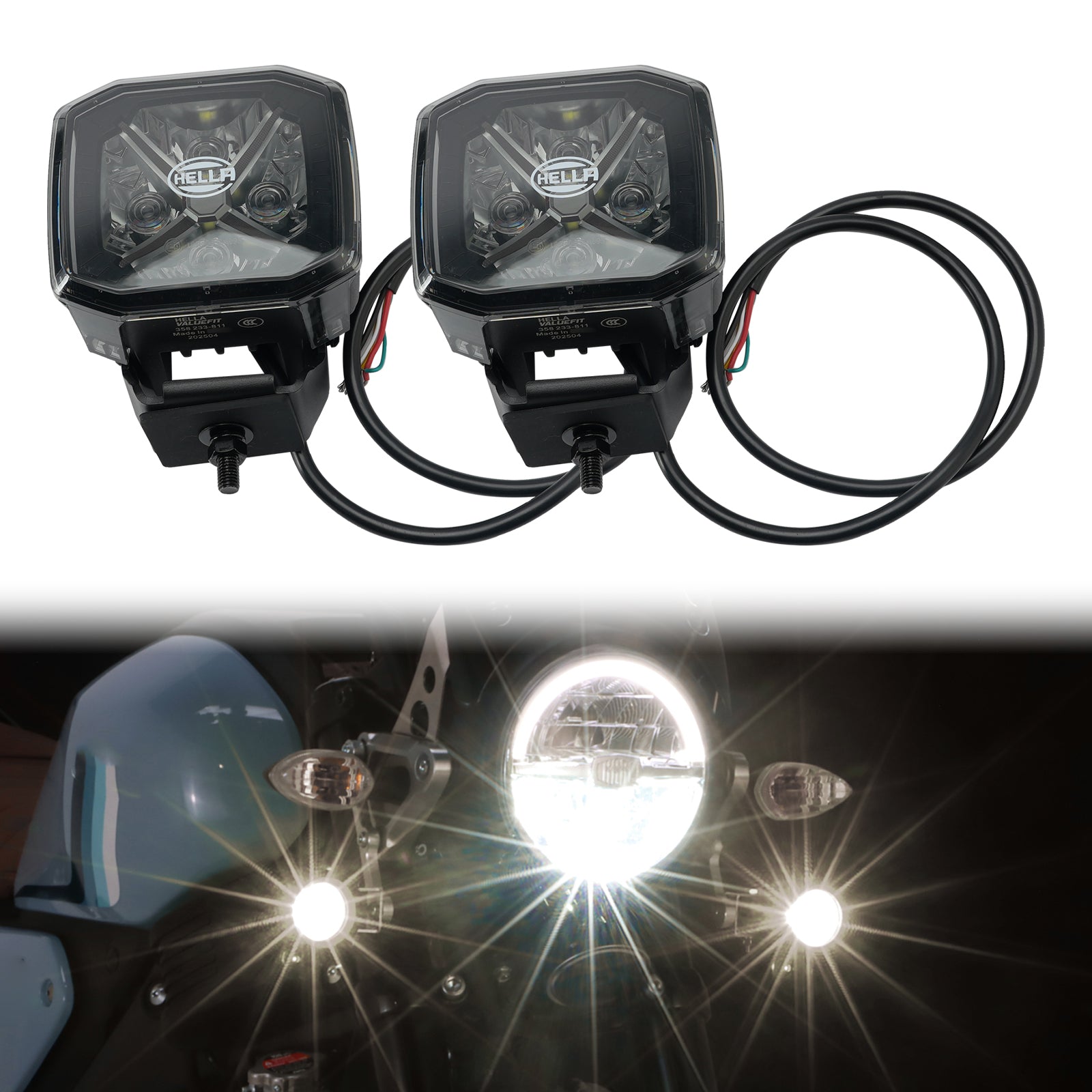 Lampe Auxiliaire Spot Carrée ValueFit 4.3" 12/24V 60W 7100LM 5700K Pour HELLA