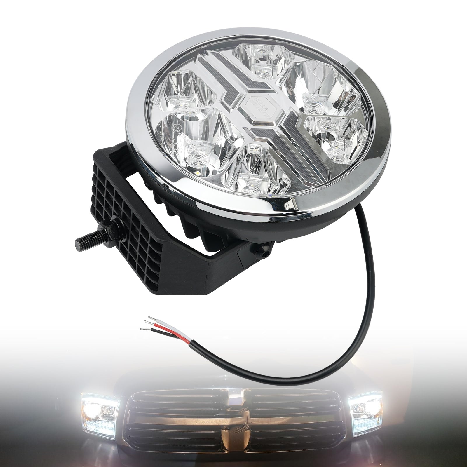 Lampe Auxiliaire Ronde ValueFit 7" Ref.50 12/24V 36W 1800LM 6000K Pour HELLA