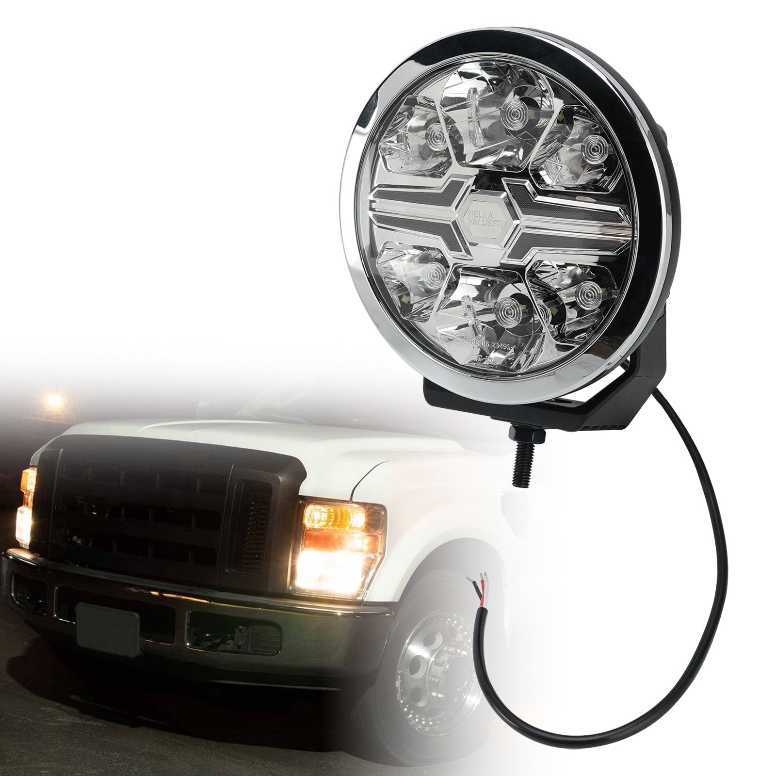 Lampe Auxiliaire Ronde ValueFit 7" Ref.50 12/24V 36W 1800LM 6000K Pour HELLA