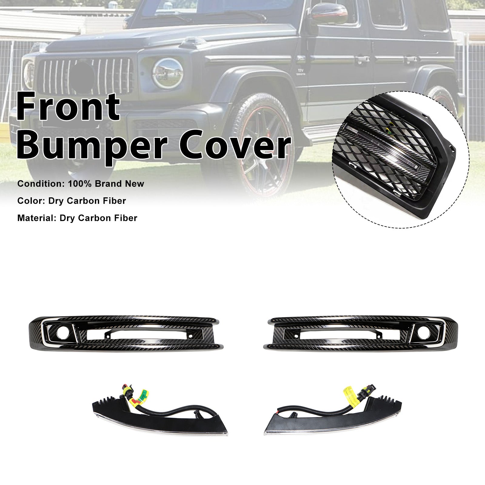 DRY CF Front Bumper Fog Lights Frame Pour Mercedes G-Class W464 G63 2019+