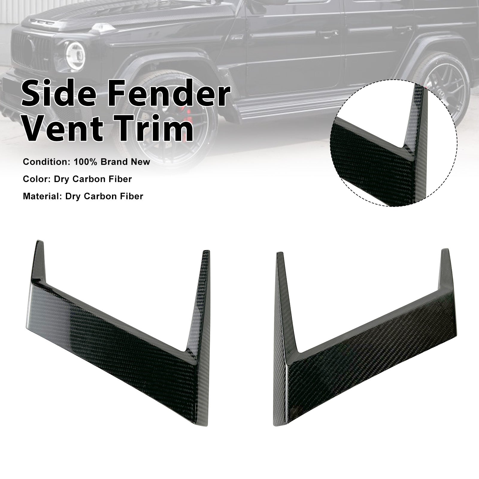 Dry Carbon Side Fender Vent Trim Pour Mercedes-Benz G Class W463A G63 W464 2019+