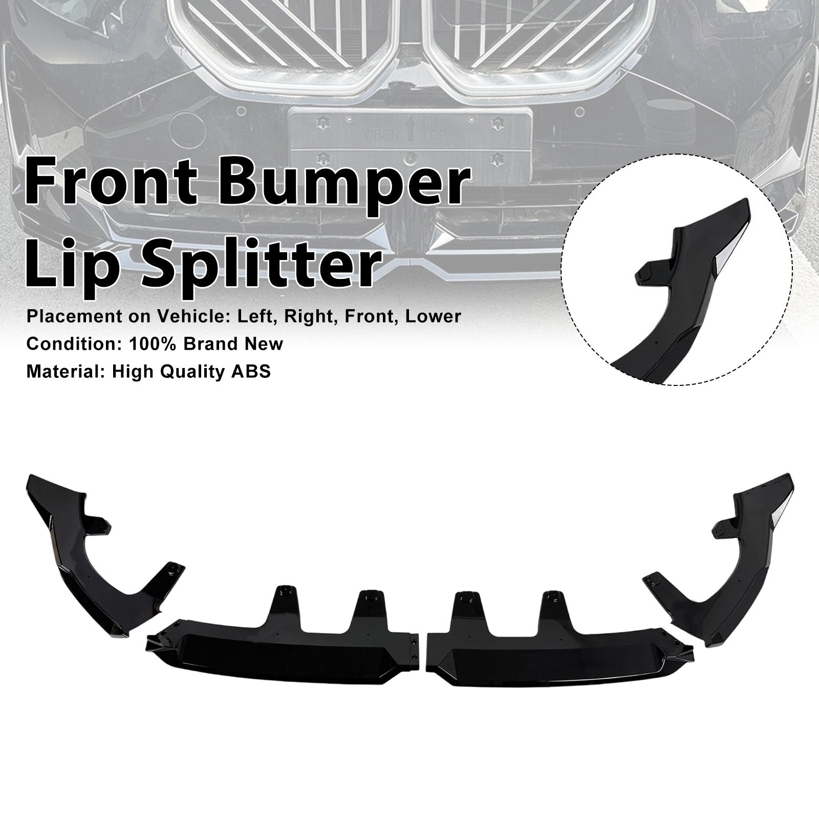 Gloss Black Front Bumper Lip Spoiler Splitter Pour BMW X3 G45 M-Sport 2025+