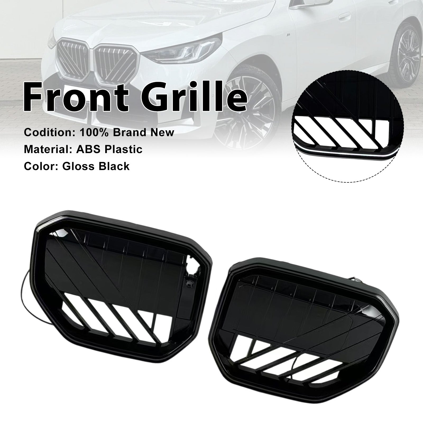 Black Front Bumper Grill Grille Pour BMW X3 G45 2025+ W/LED Light