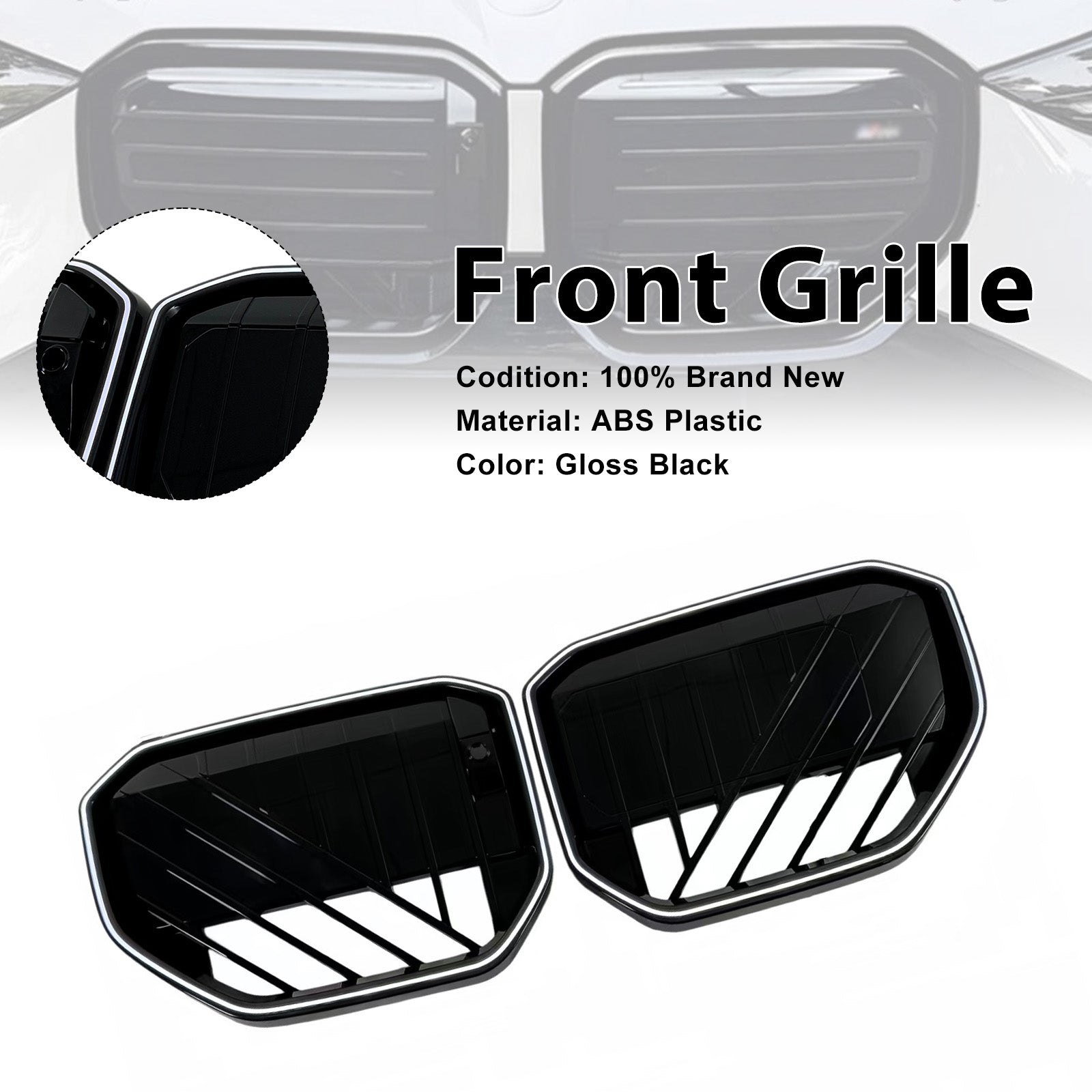 Black Front Bumper Grill Grille Pour BMW X3 G45 2025+ W/LED Light