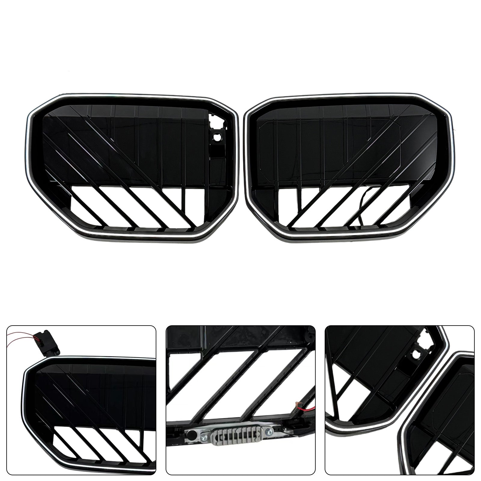 Black Front Bumper Grill Grille Pour BMW X3 G45 2025+ W/LED Light
