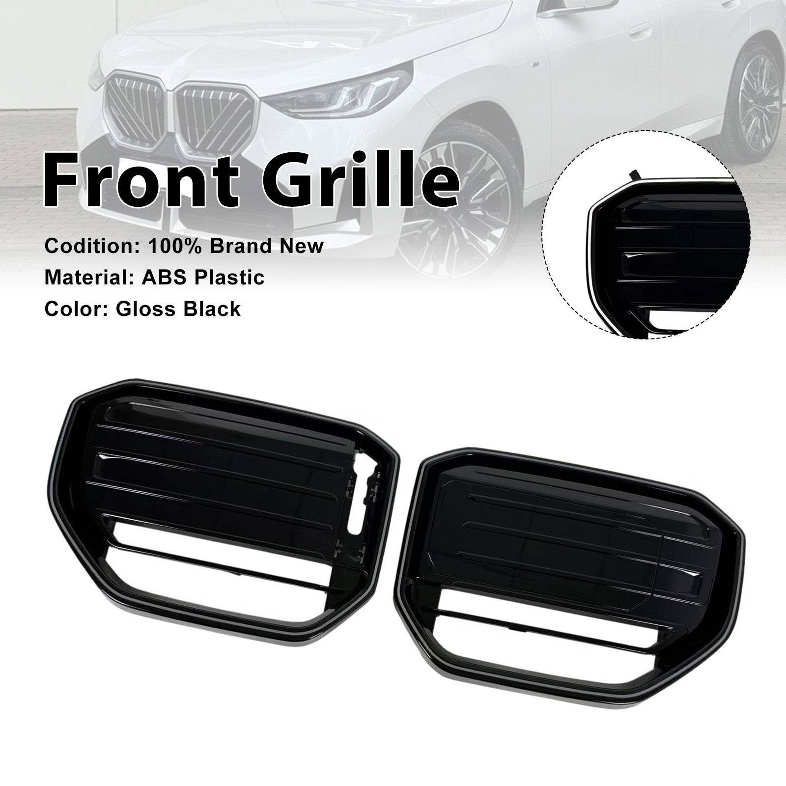 M50-Style Front Bumper Grill Grille Pour BMW X3 G45 2025+ Black W/LED Light