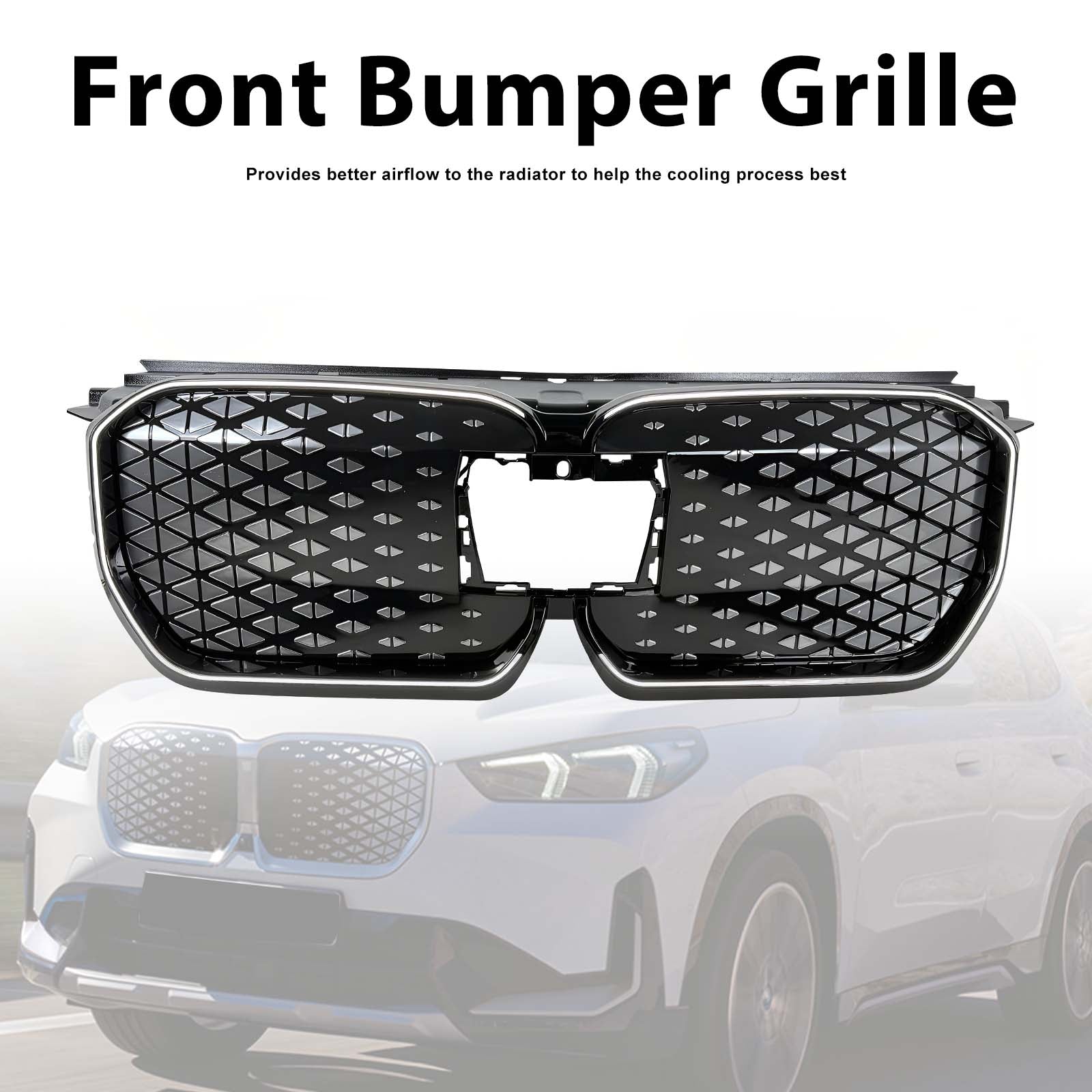 Black Front Bumper Grill Grille Pour BMW iX1 U11 2023-2025 W/LED Light