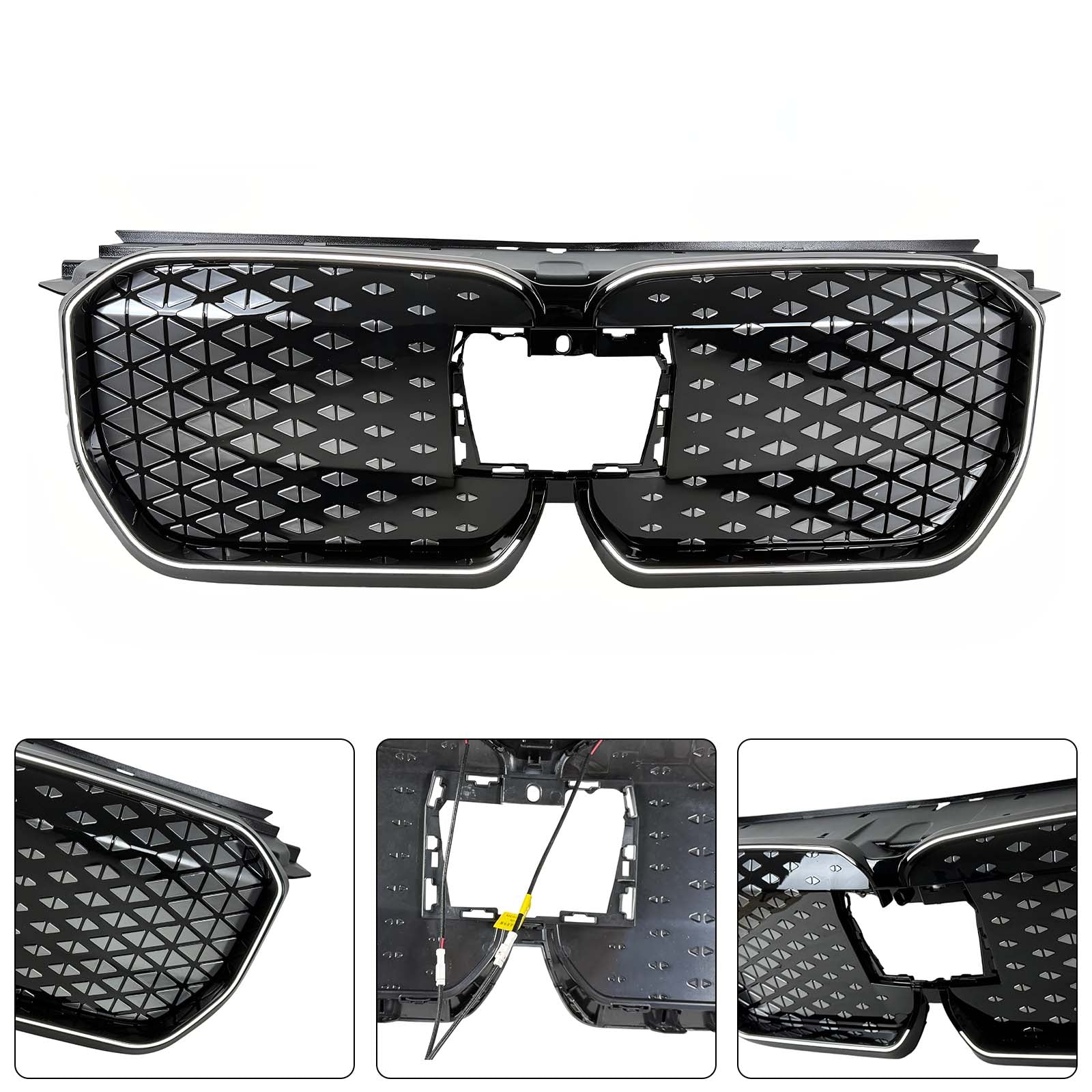 Black Front Bumper Grill Grille Pour BMW iX1 U11 2023-2025 W/LED Light