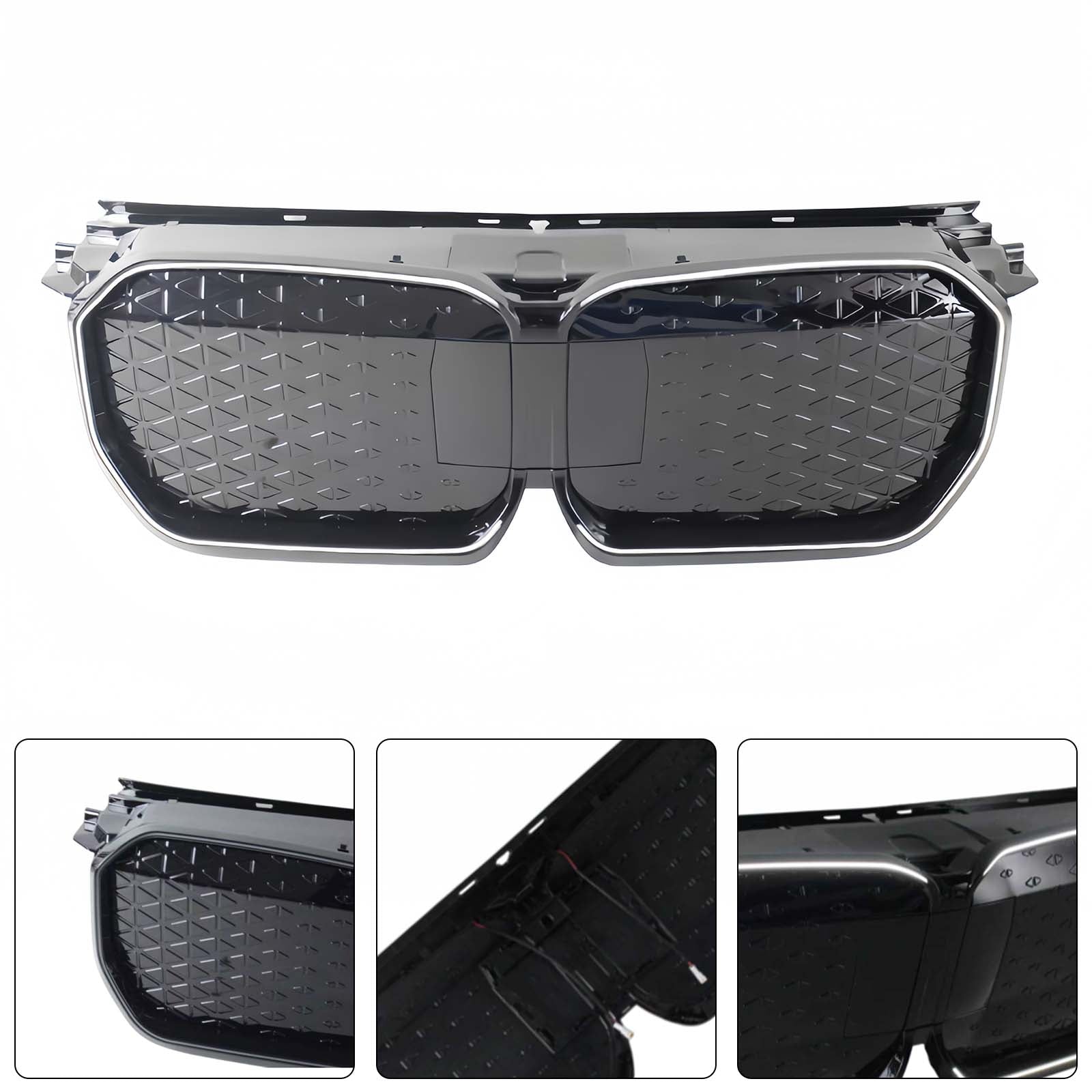 Black Chrome Front Bumper Grill Grille Pour BMW iX1 U11 2023-2025 W/LED Light