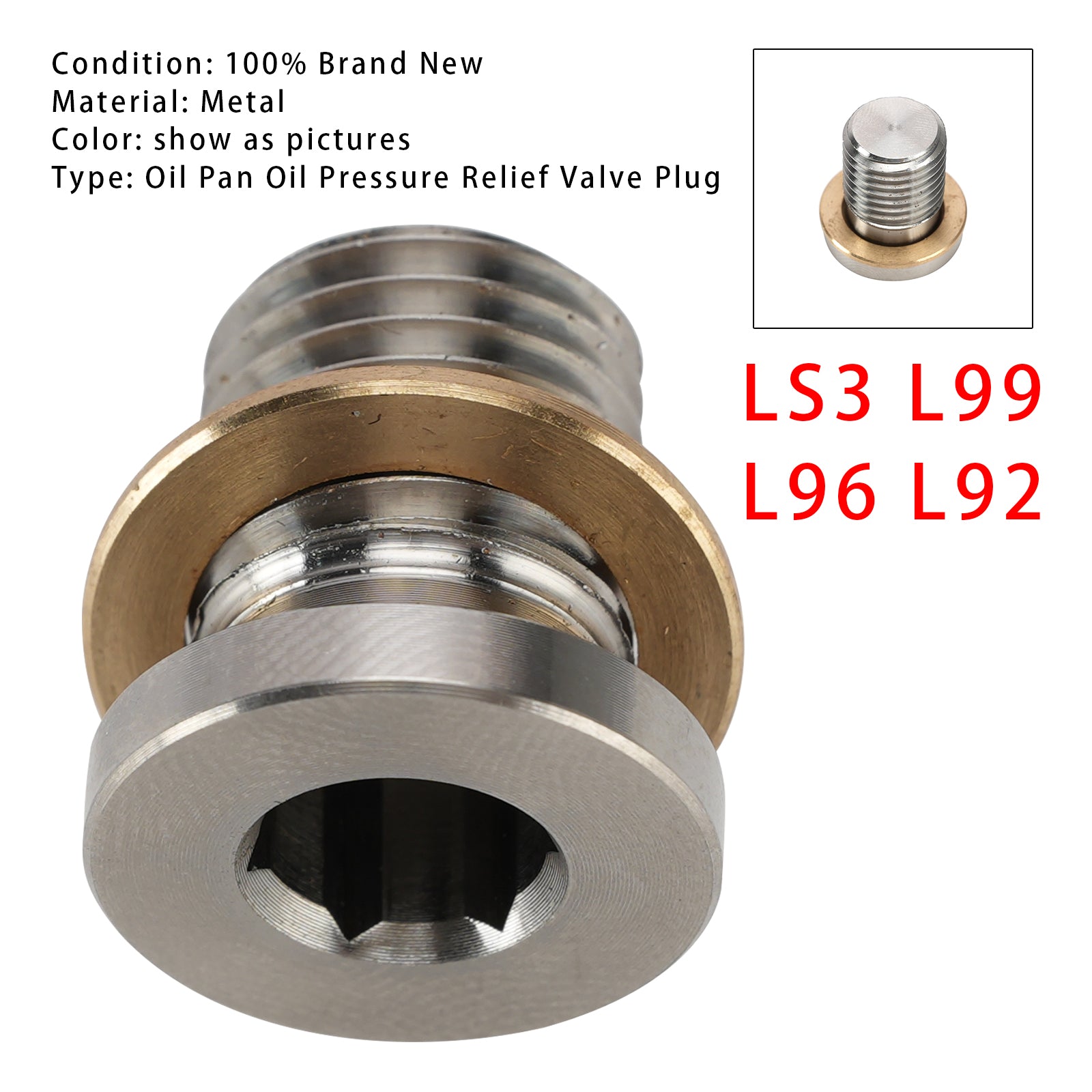 Bouchon De Soupape De Décharge De Pression D'huile De Carter Pour LS LS3 L99 L96