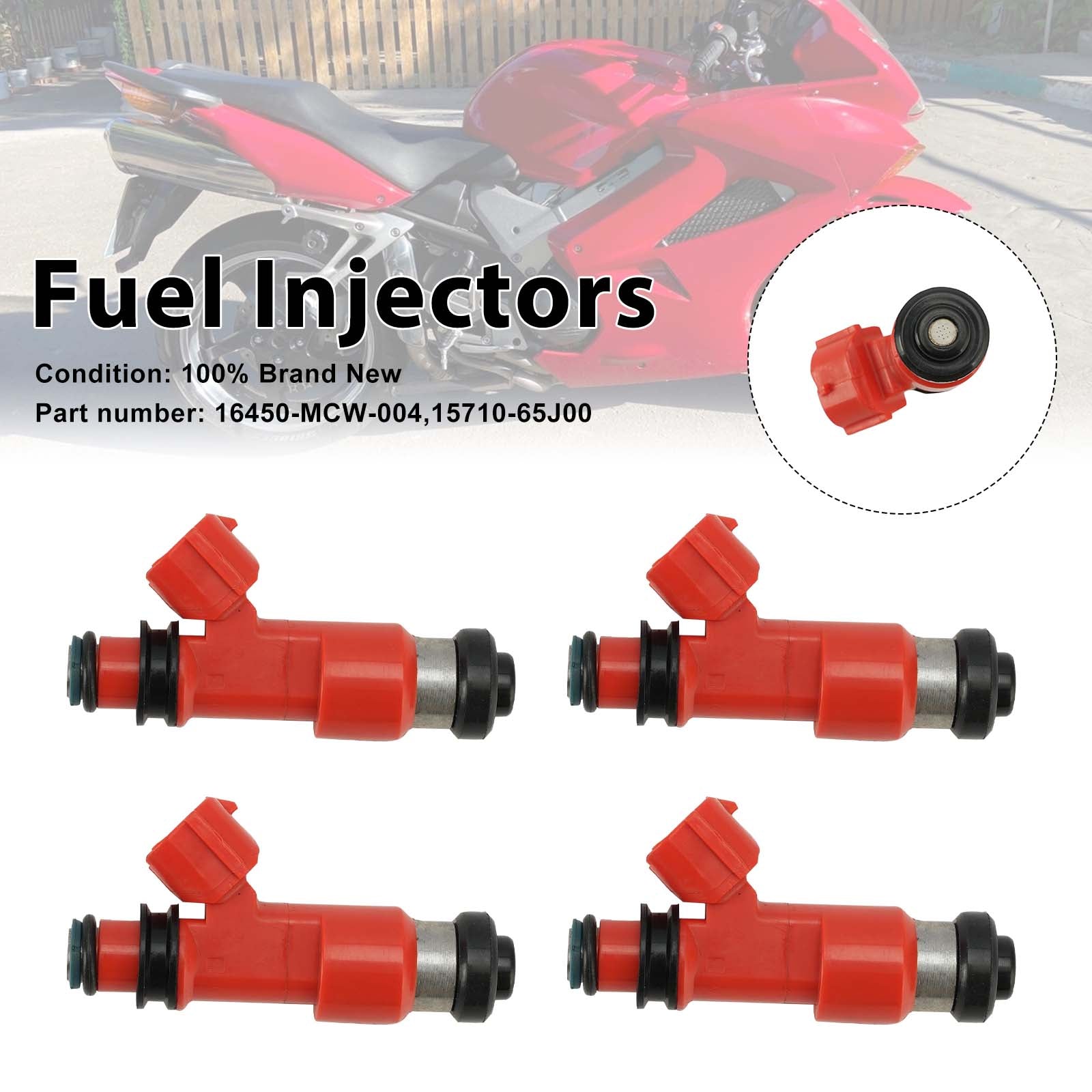 4PC Injecteurs de carburant 15710-65J00 16450-MCW-004 pour Honda VFR800 02-09