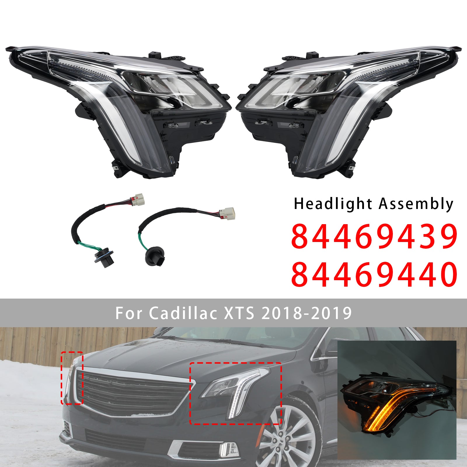 Phare LED Gauche+Droit 84469439 84469440 Pour Cadillac XTS 2018-2019